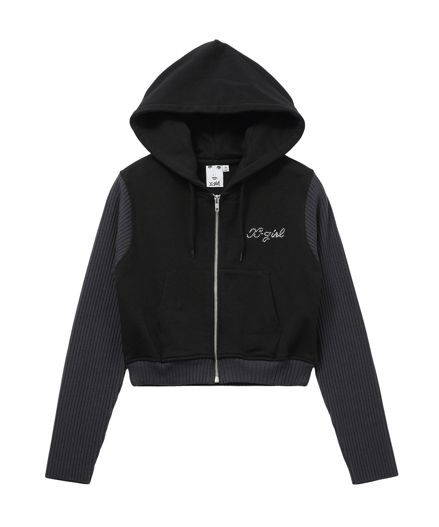 SWEAT AND KNIT ZIP UP HOODIE
