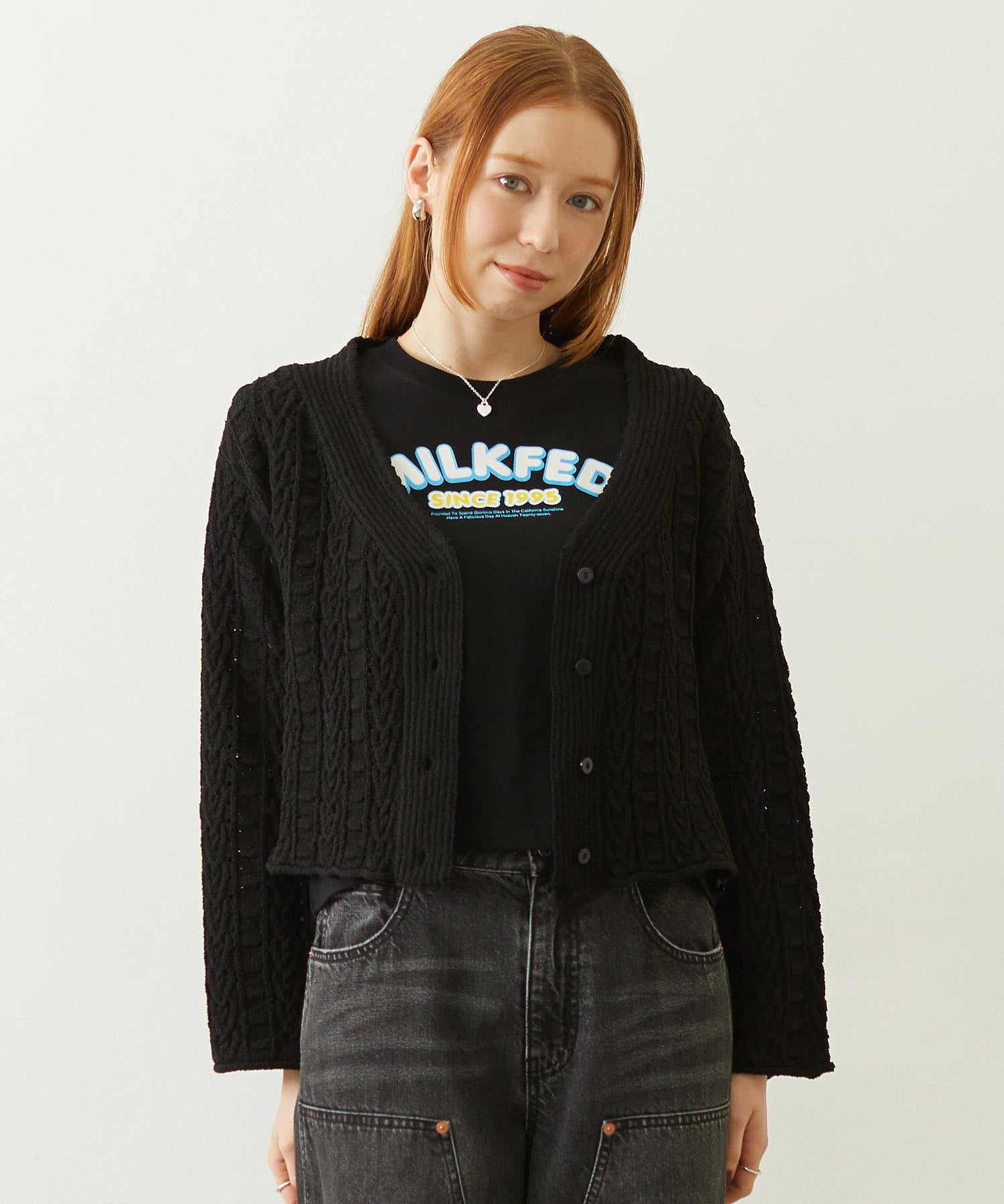 OPENWORK CABLE KNIT CARDIGAN