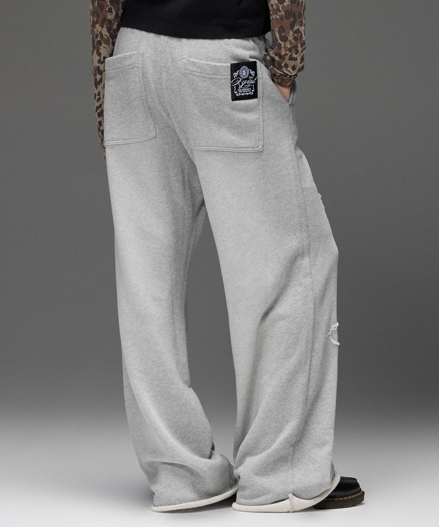 LAYERED DISTRESSED SWEATPANTS