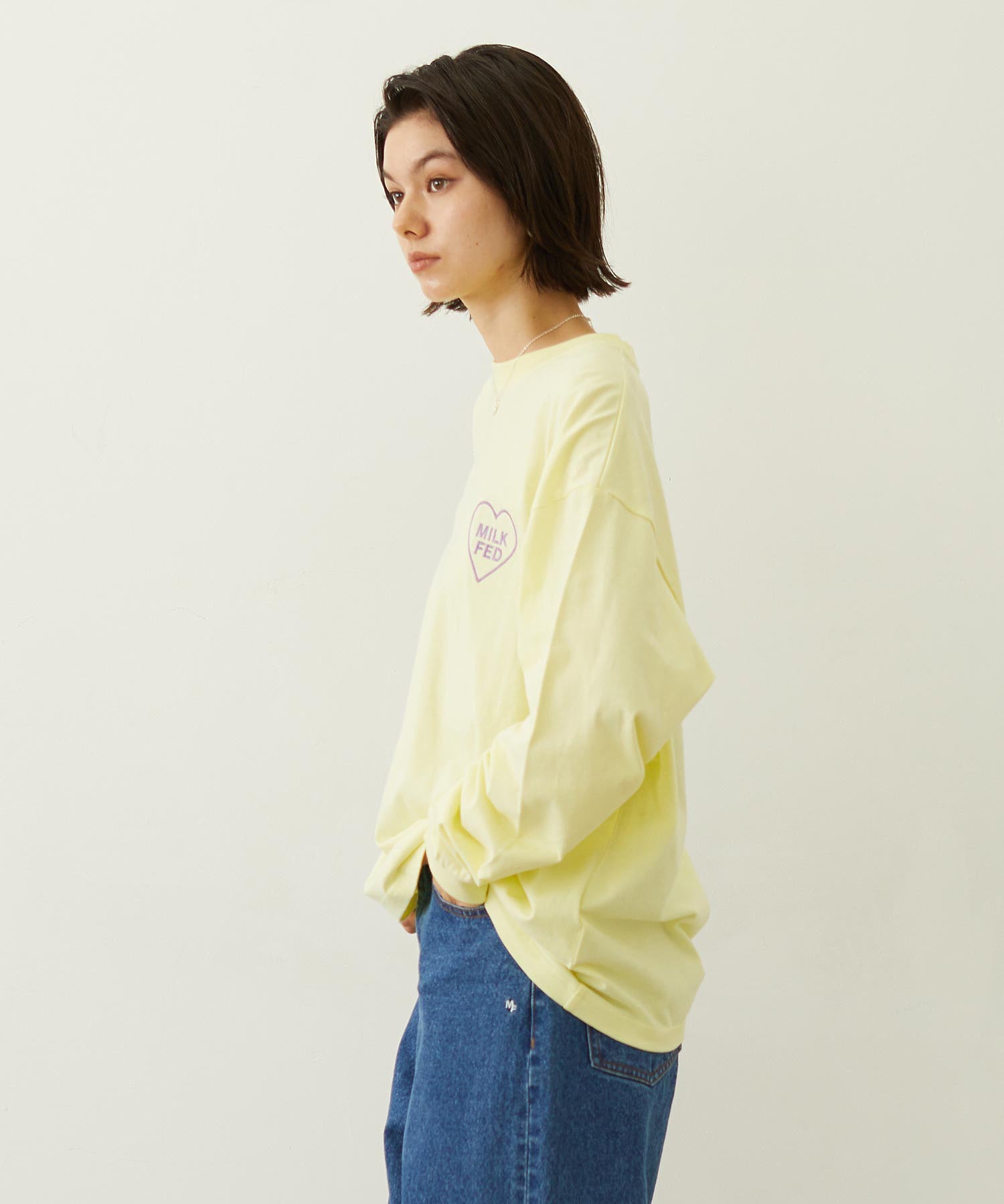 MILKFED. PLAID LOGO L/S TEE
