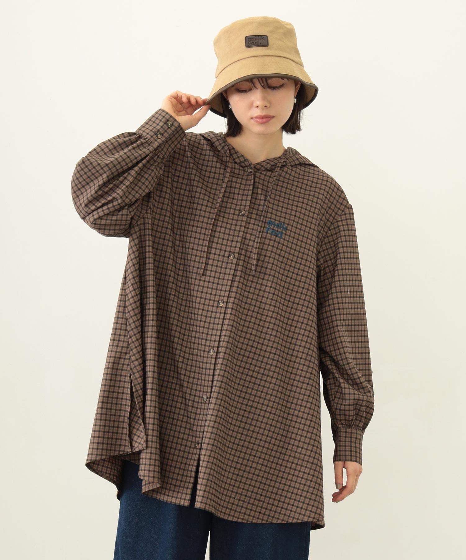 VOLUME SLEEVE HOODED BLOUSE