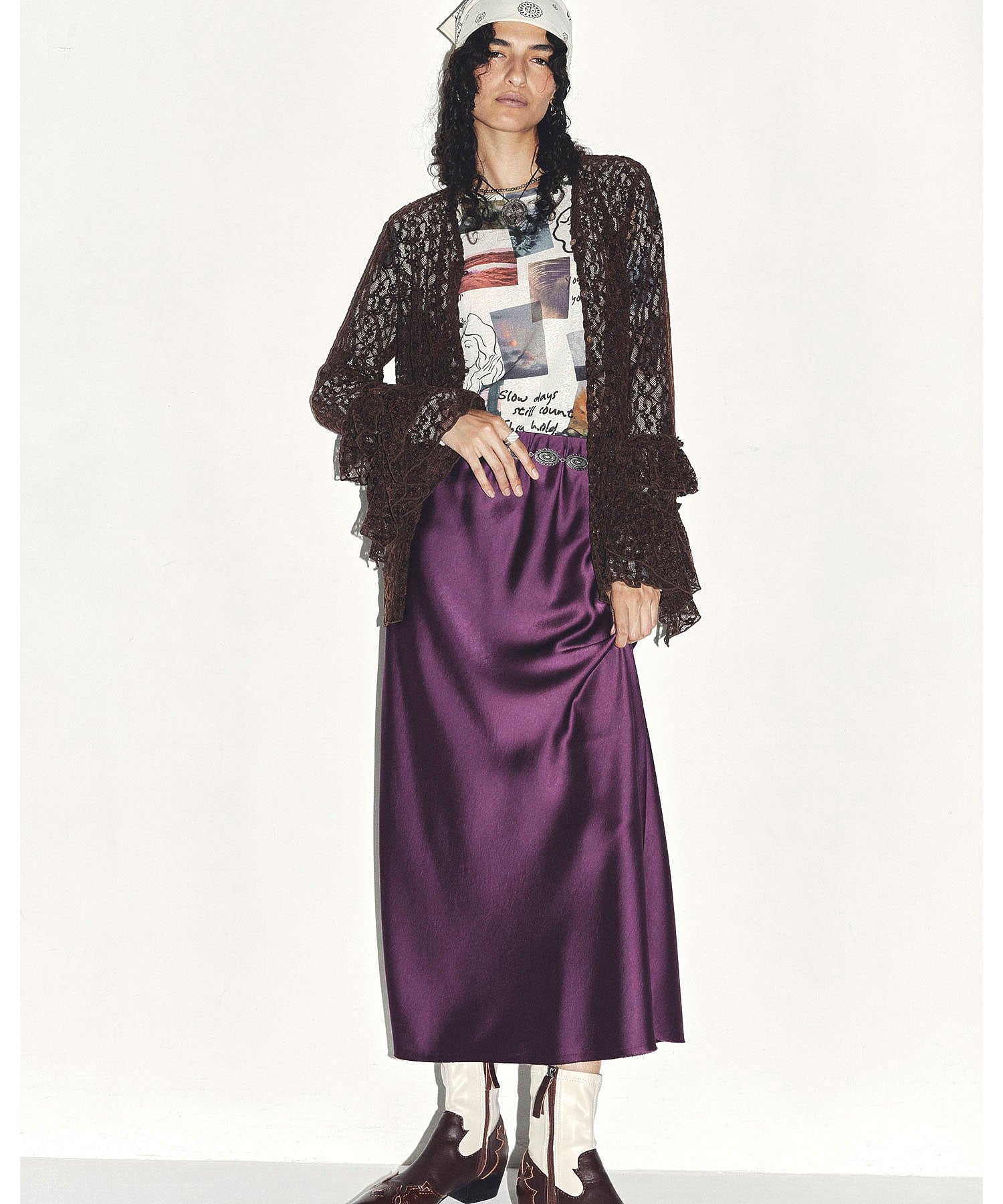 CREOLME/SATIN LONG SKIRT