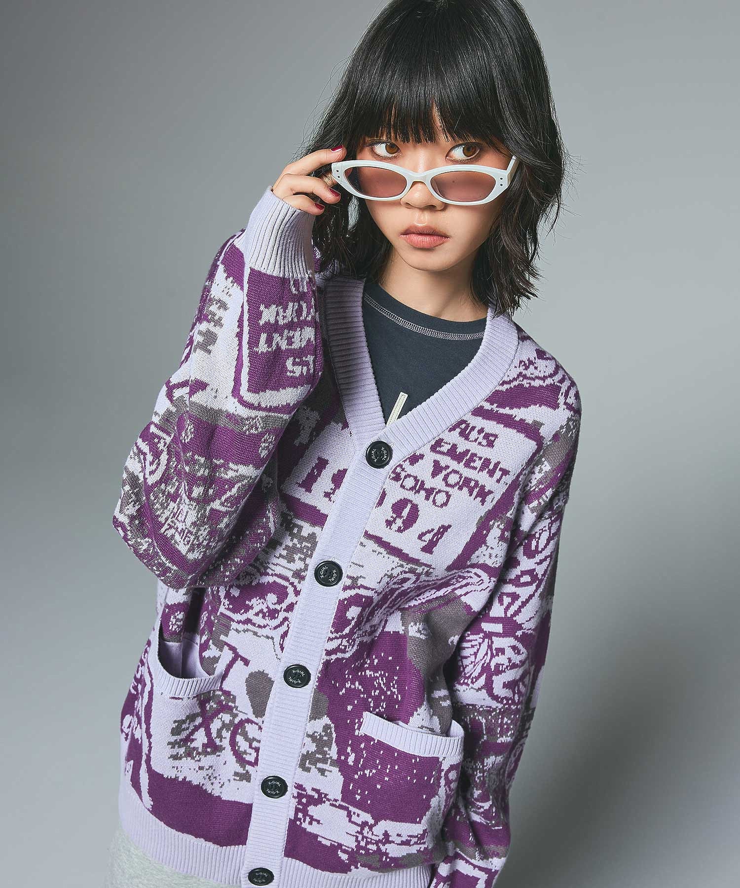 COLLAGE GRAPHIC JACQUARD KNIT CARDIGAN