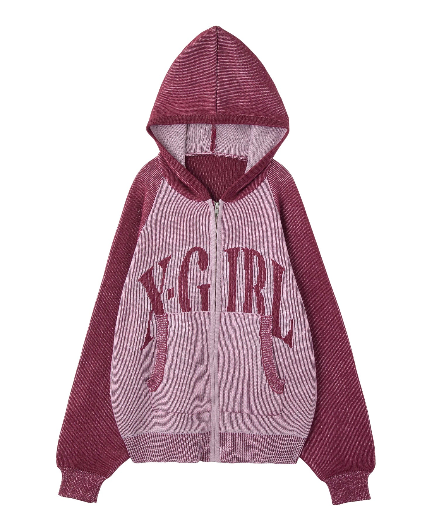 LOGO JACQUARD ZIP UP KNIT HOODIE