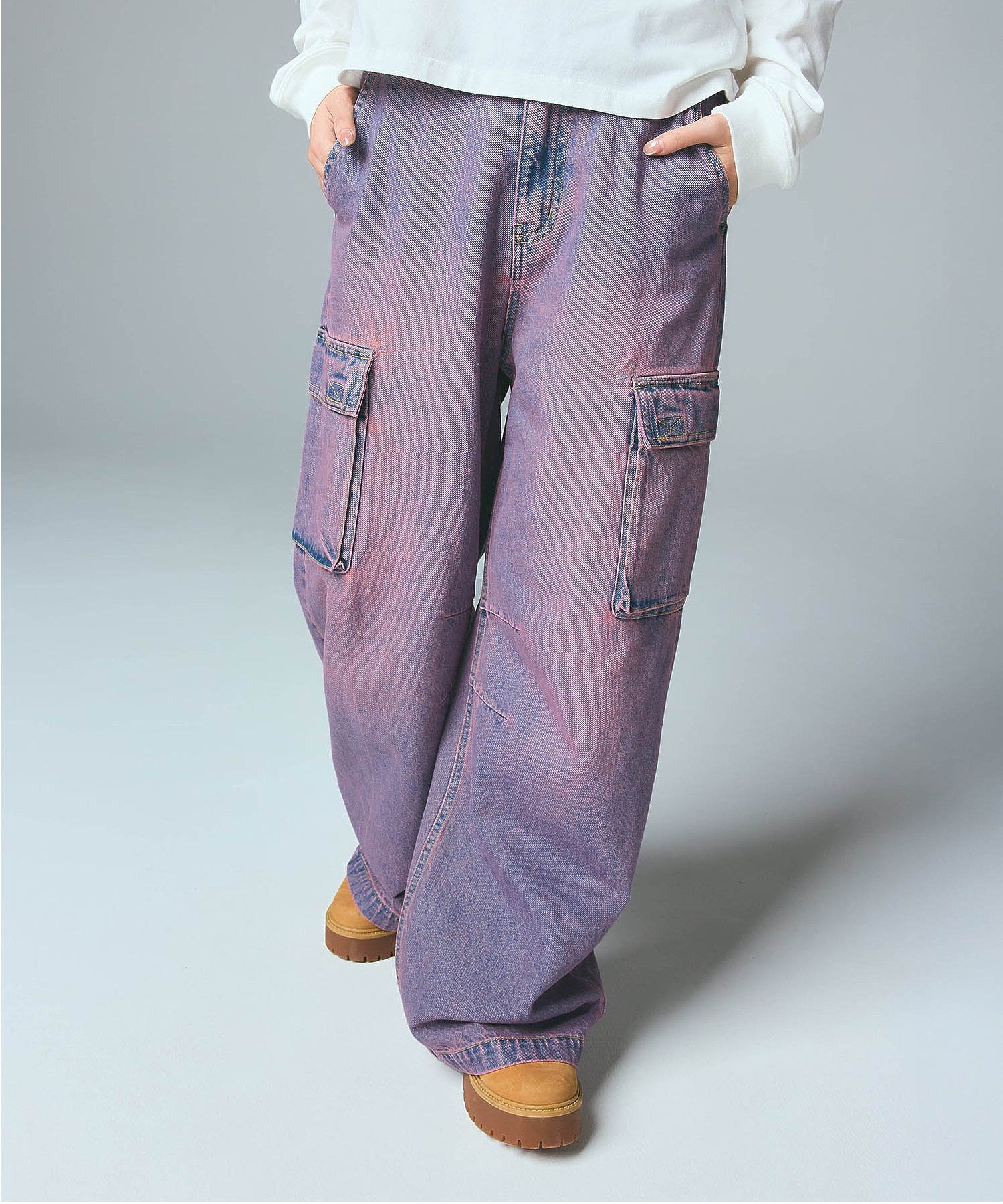 CURSIVE LOGO DENIM CARGO PANTS