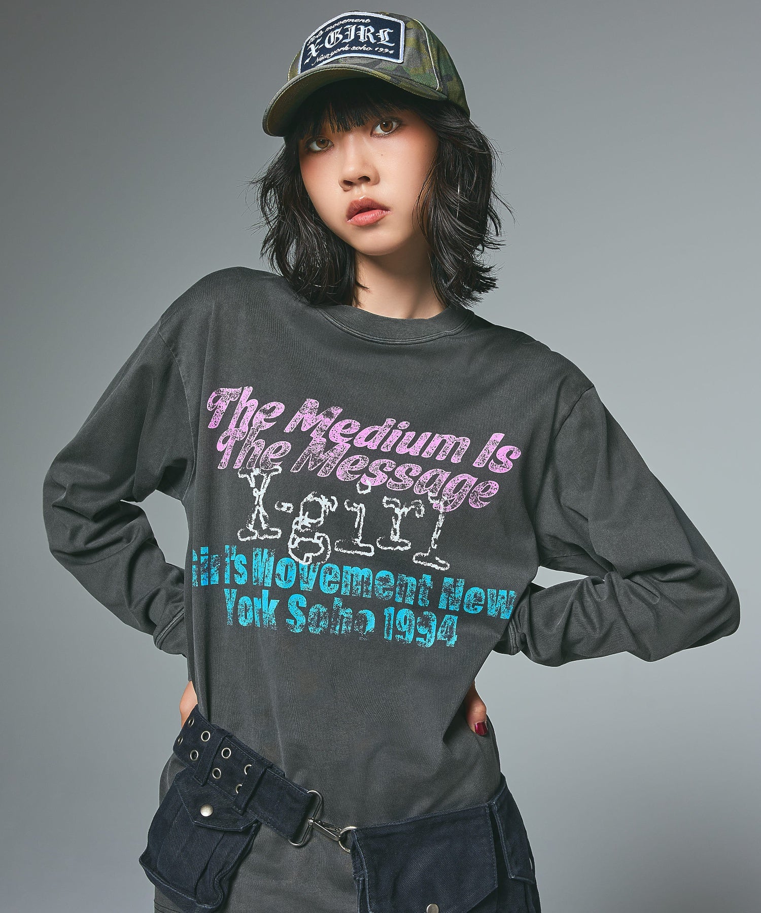 GRUNGE LOGO FADED L/S TEE