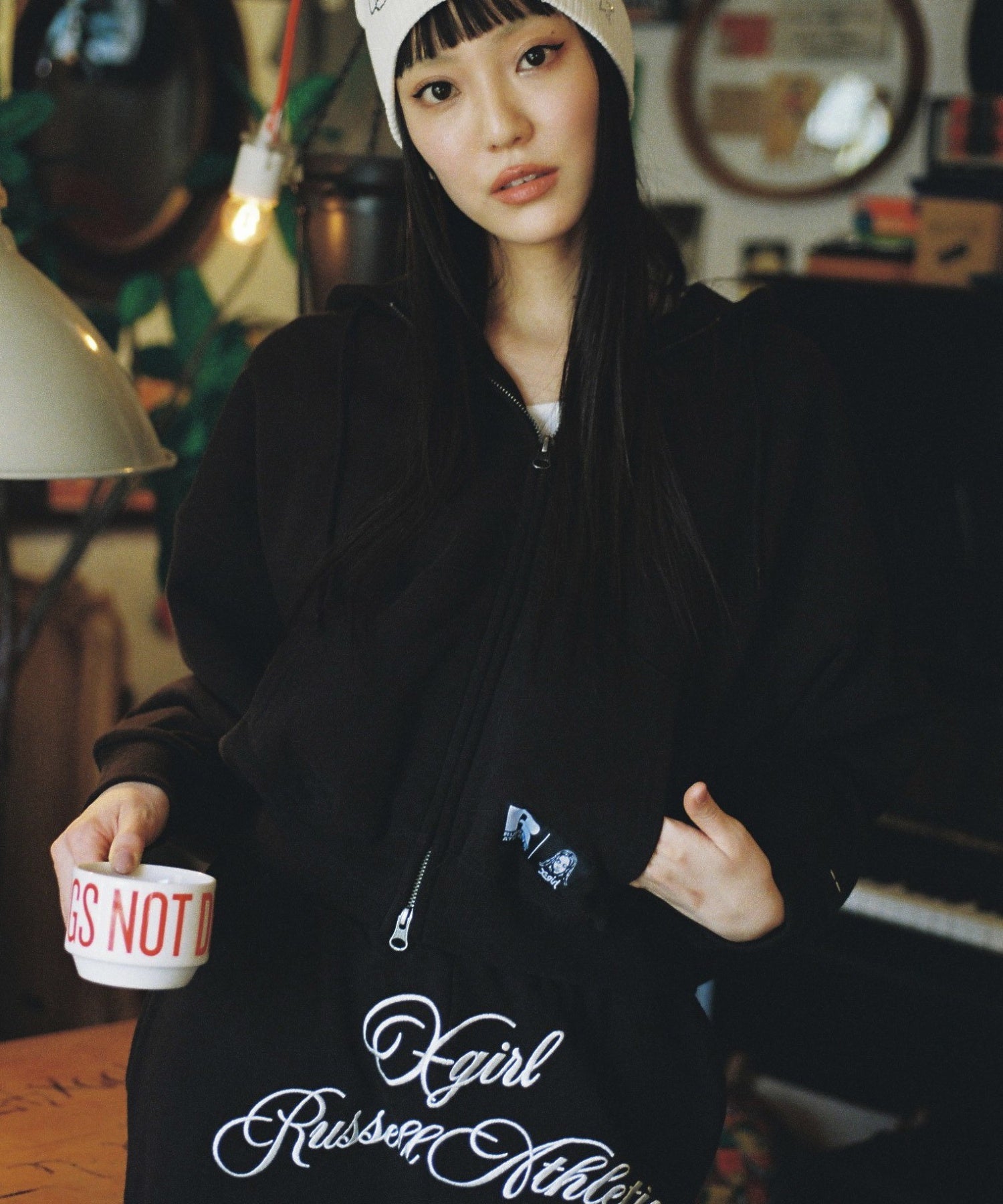 X-girl × Russell SCRIPT LOGO ZIP UP SWEAT HOODIE