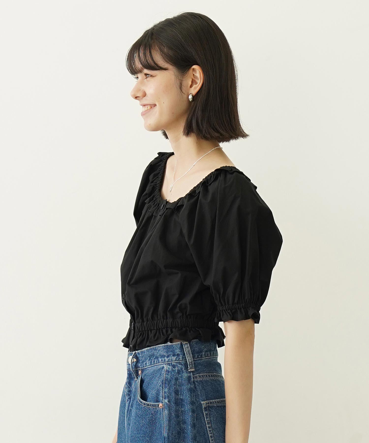 SQUARE NECK PUFF SLEEVE BLOUSE