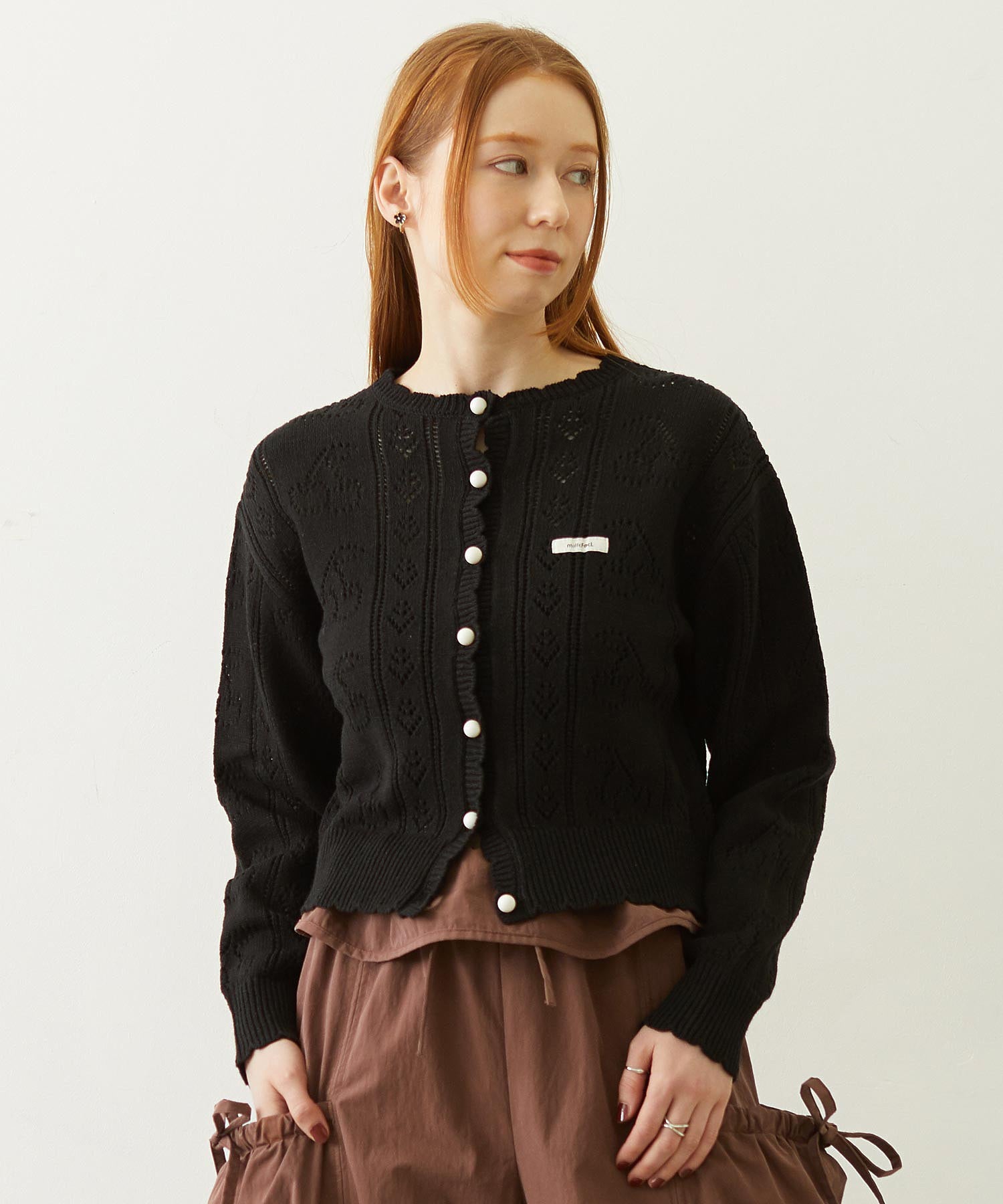 CHERRY OPEN KNIT CARDIGAN