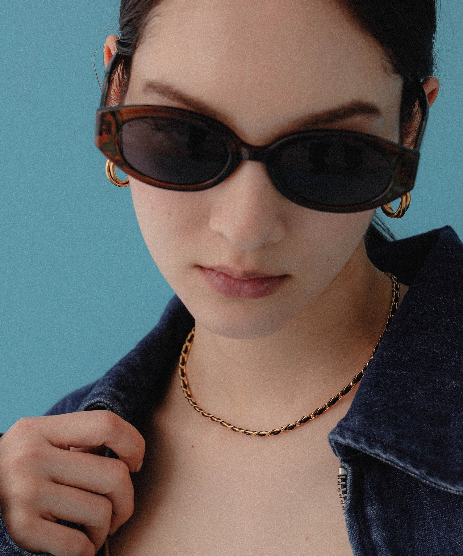 フェイクレザーミックスチェーンネックレス