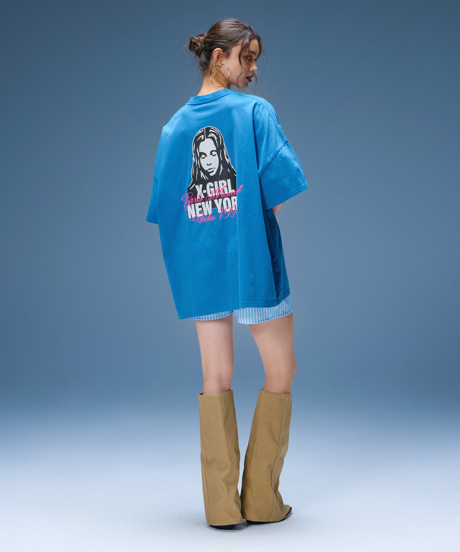 FACE AND SCRIPT MIX LOGO S/S BIG TEE DRESS