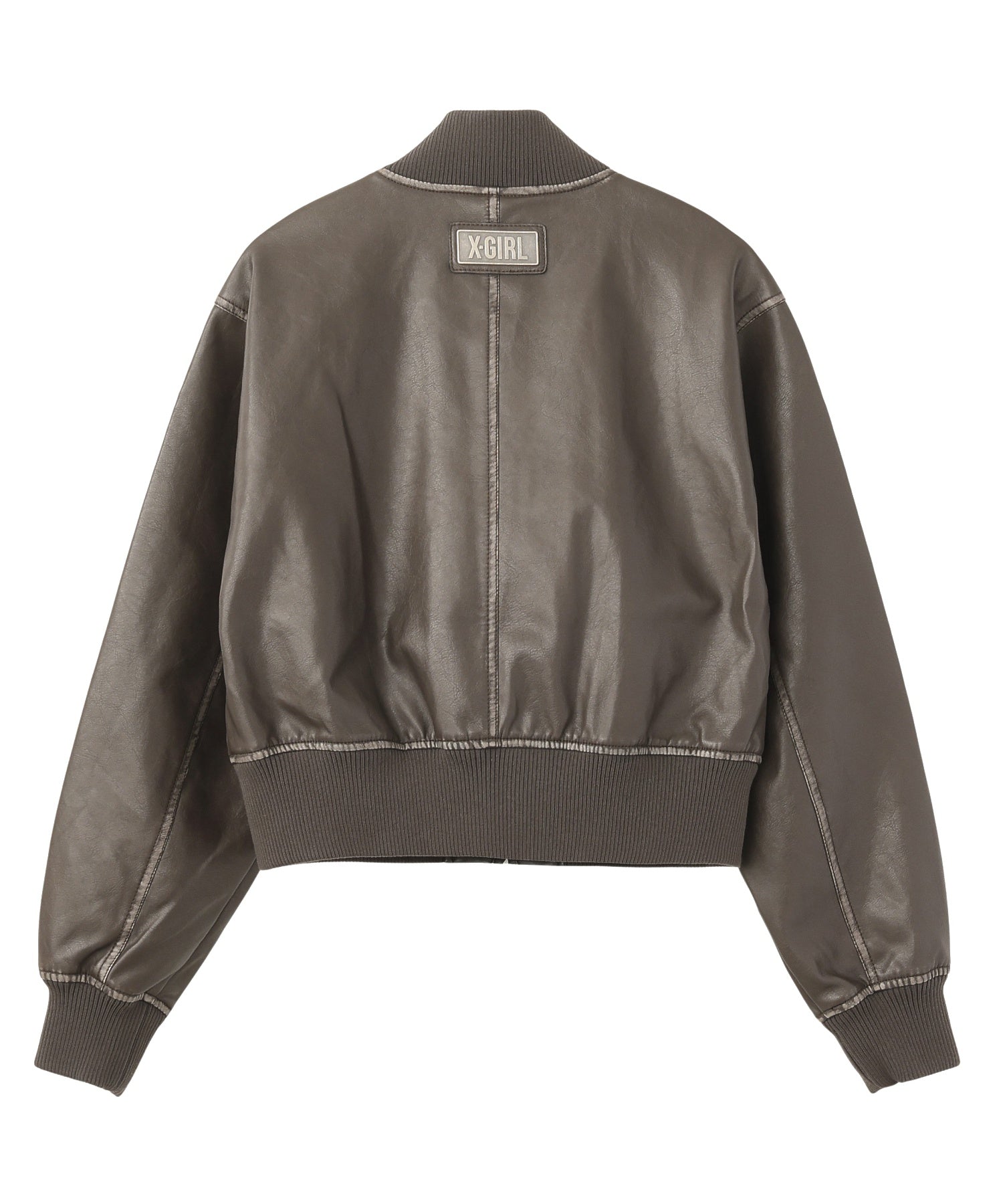 DISTRESSED FAUX LEATHER COMPACT BLOUSON