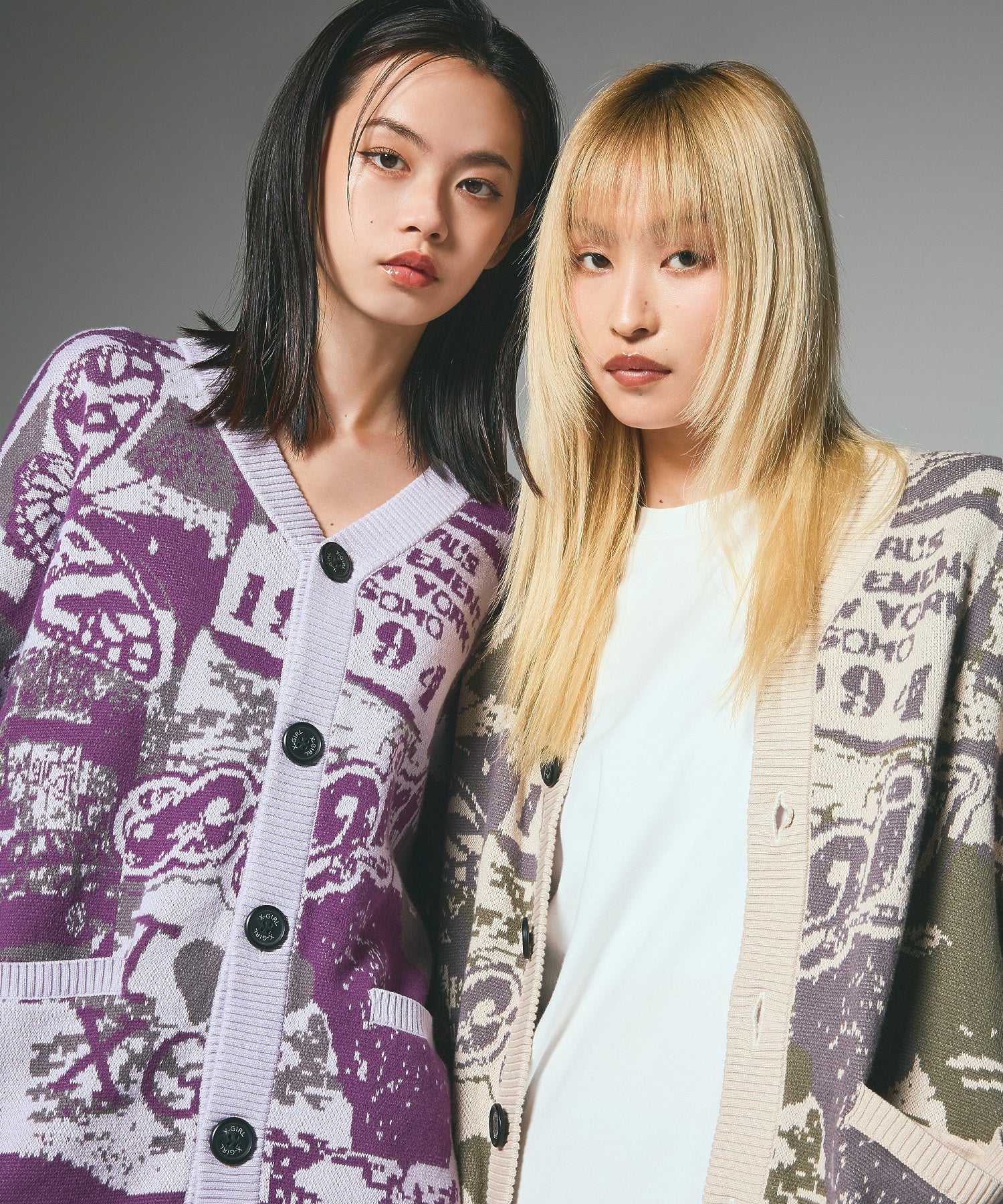 COLLAGE GRAPHIC JACQUARD KNIT CARDIGAN