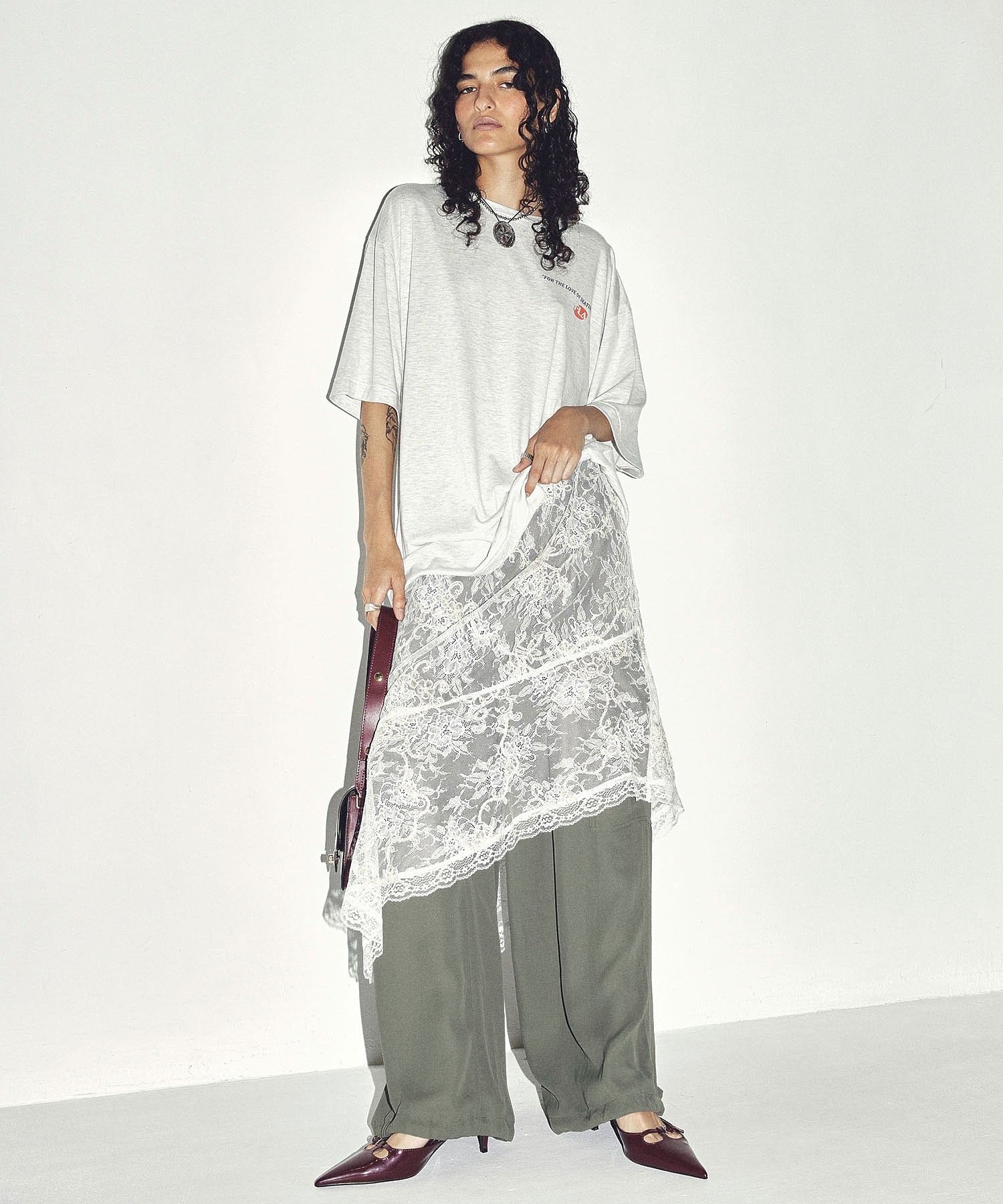 CREOLME/EMBROIDERY SHEER SKIRT