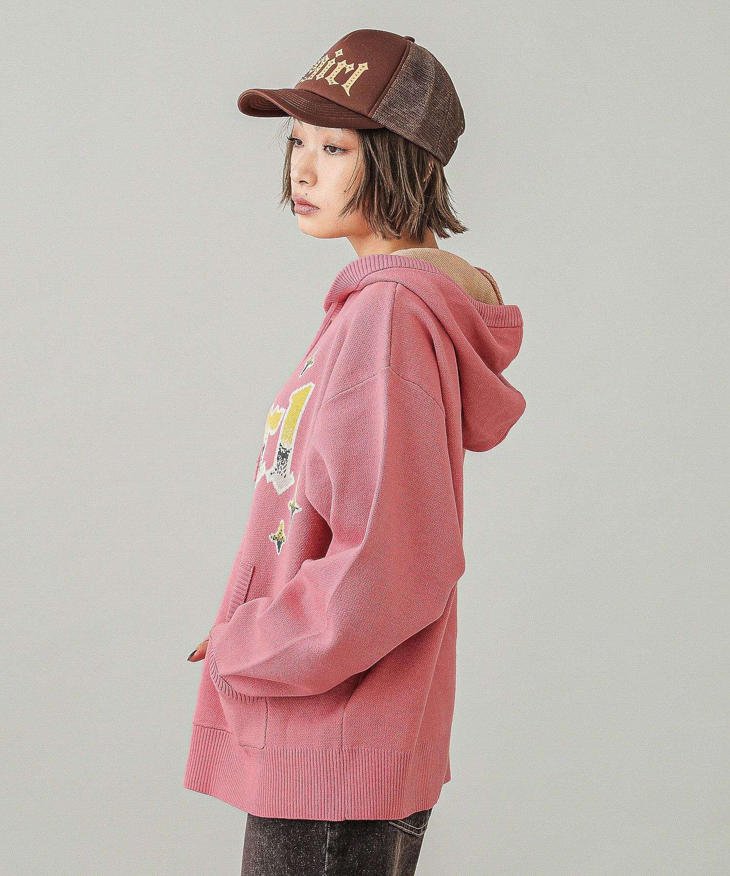 GRADIENT LOGO JACQUARD KNIT HOODIE