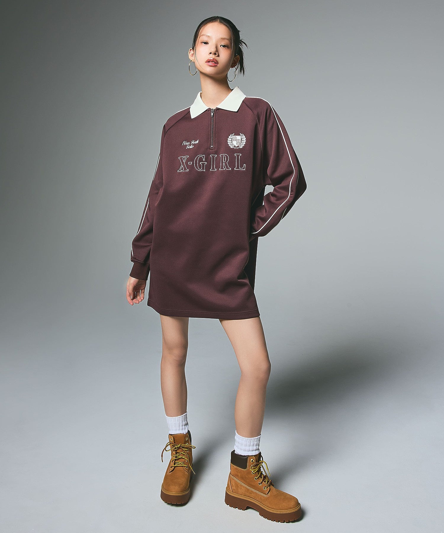 HALF ZIP JERSEY DRESS