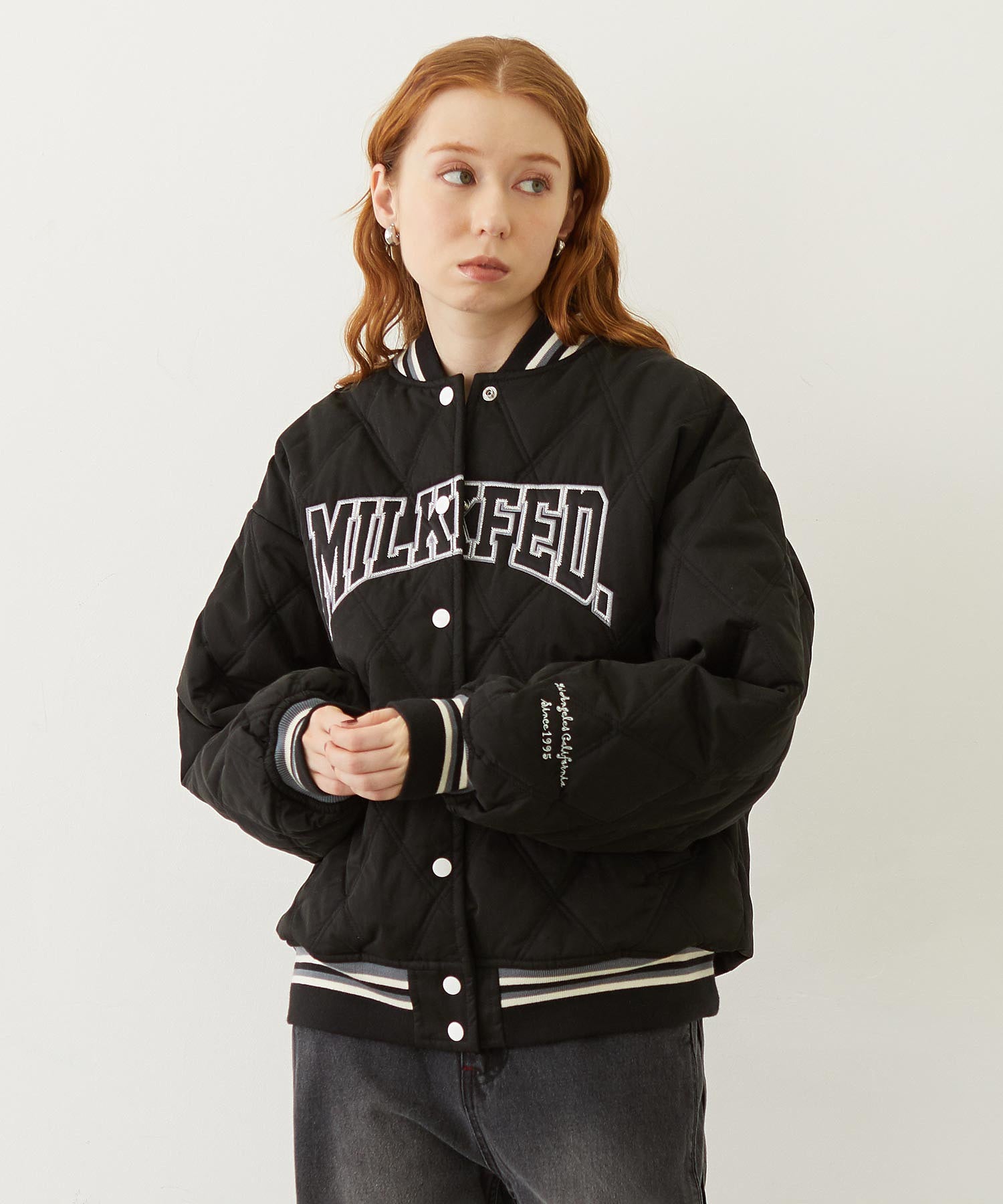 SATIN LOGO PATCH QUILTED JACKET