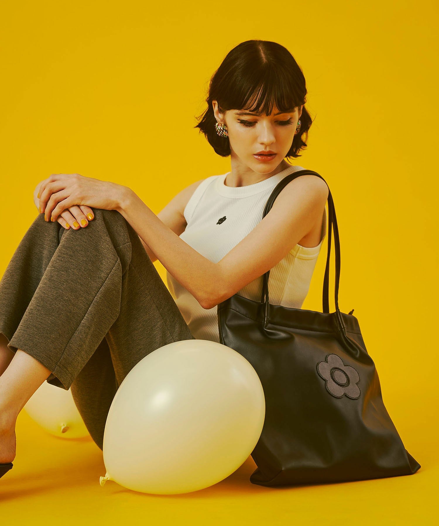 MARY QUANT/DAISY SYNTHETIC LEATHER TOTE
