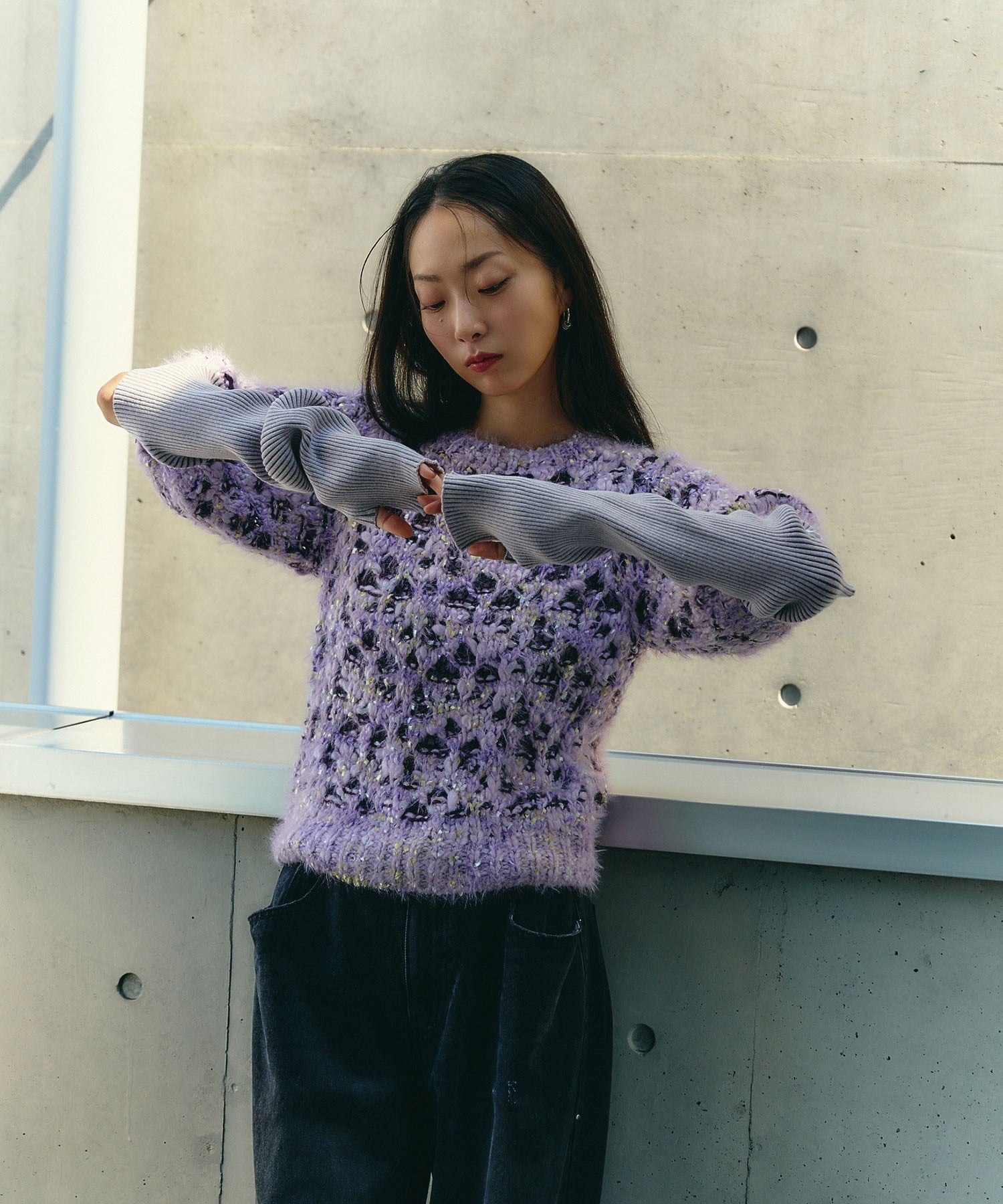 mici/SHORT SLEEVE KNIT TOP