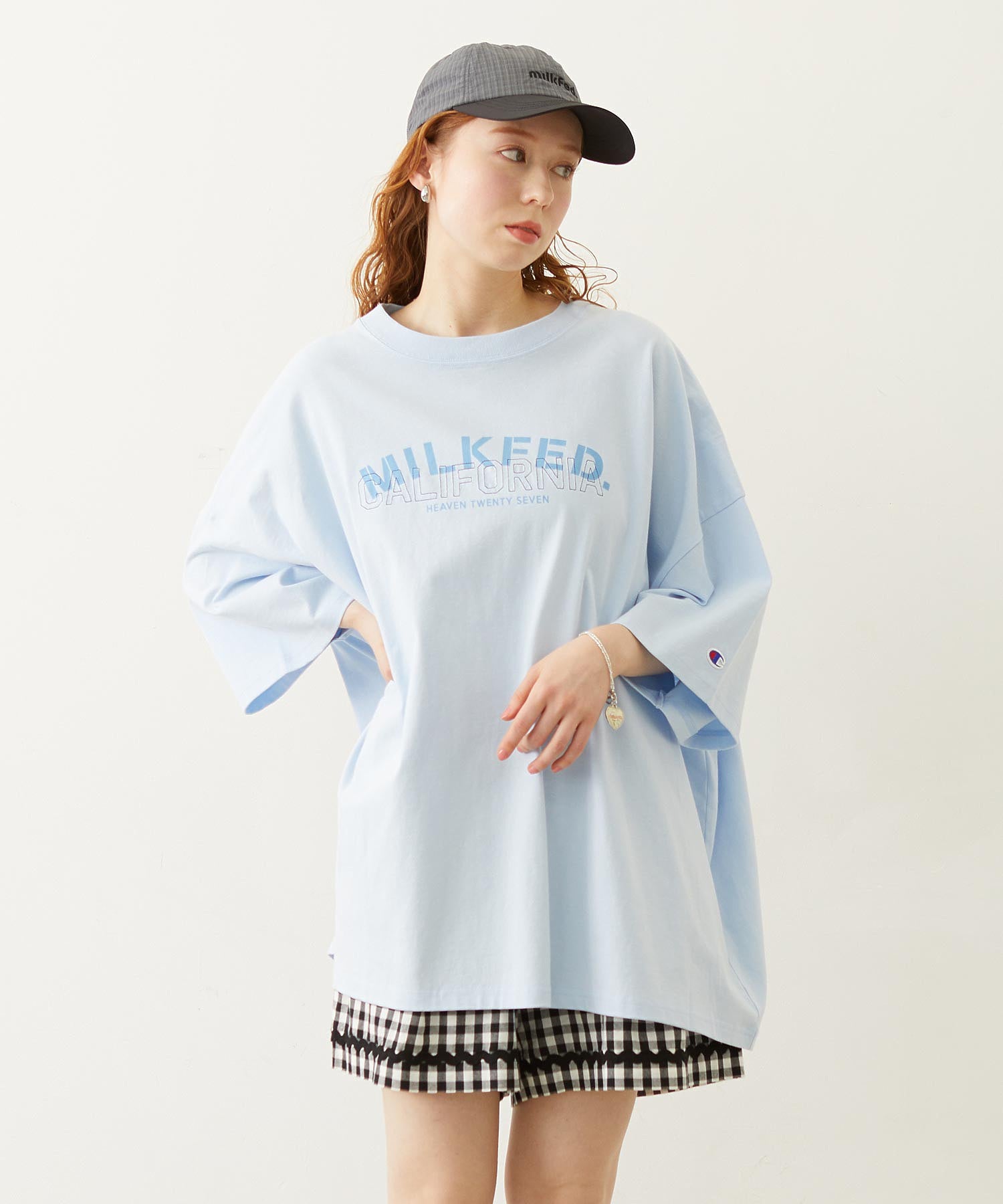 MILKFED.×CHAMPION LAYER LOGO BIG TEE