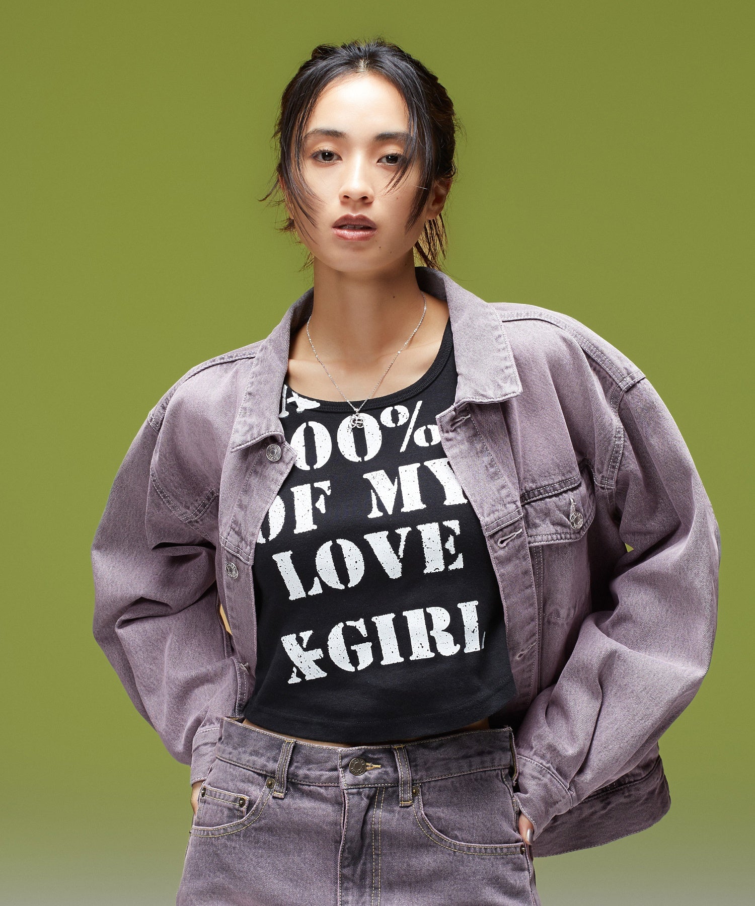 LOGO MARK STITCHED DENIM JACKET