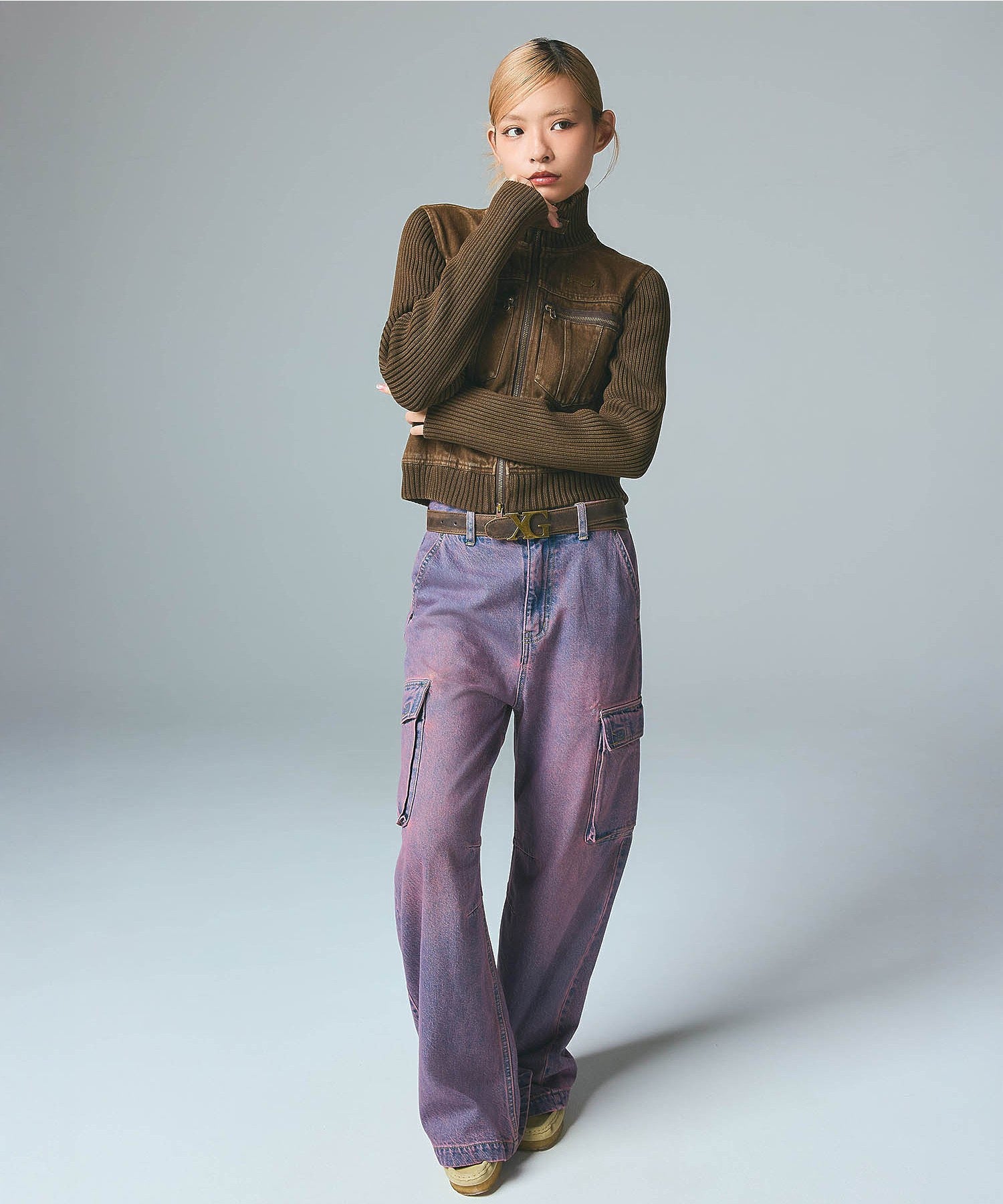 FADED RIBBED SLEEVE JACKET