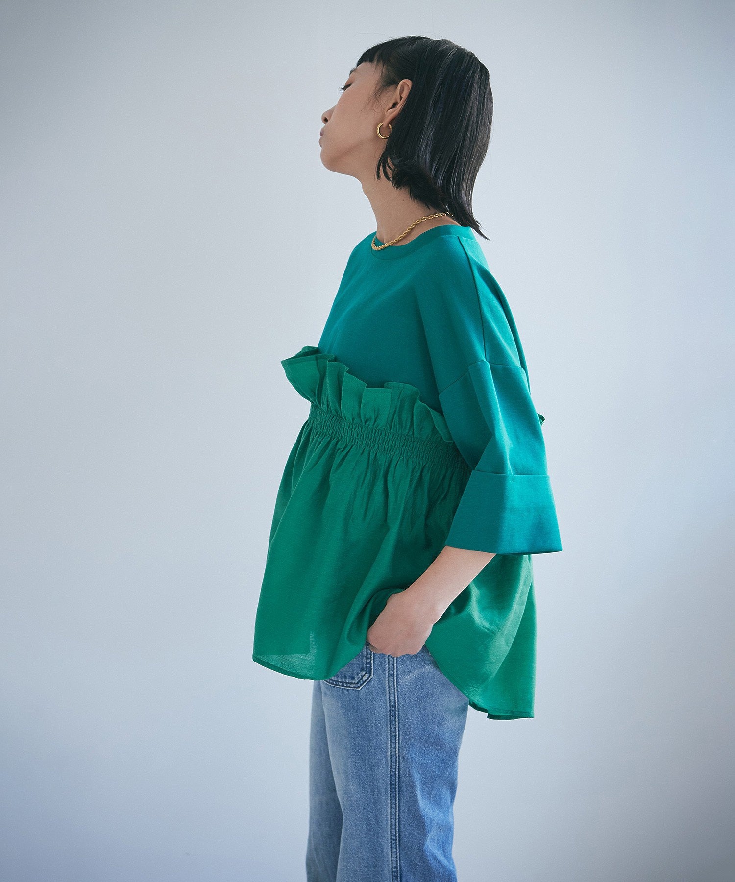 ドッキングフリルカットソー