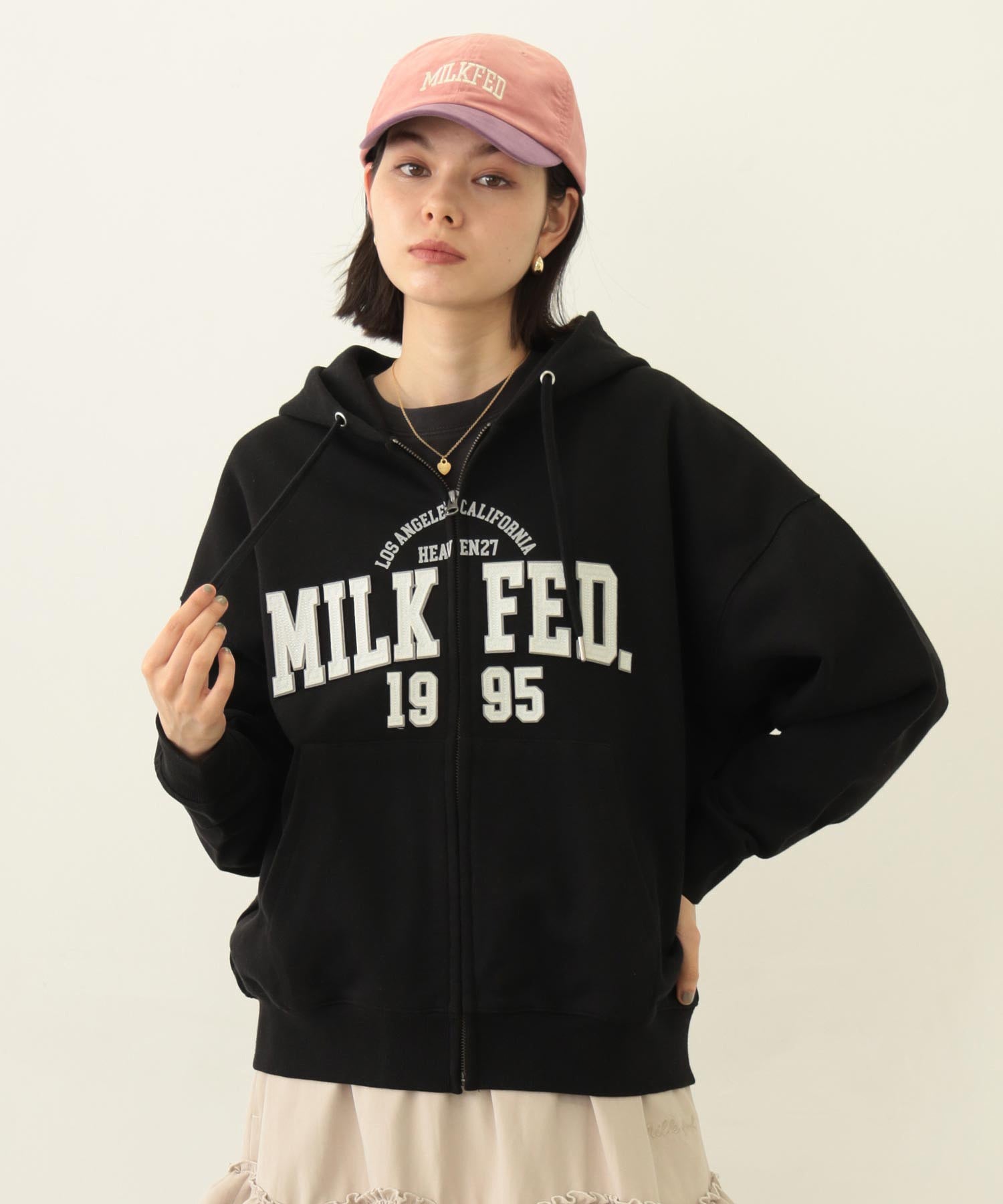 COLLEGE PATCH ZIP UP HOODIE