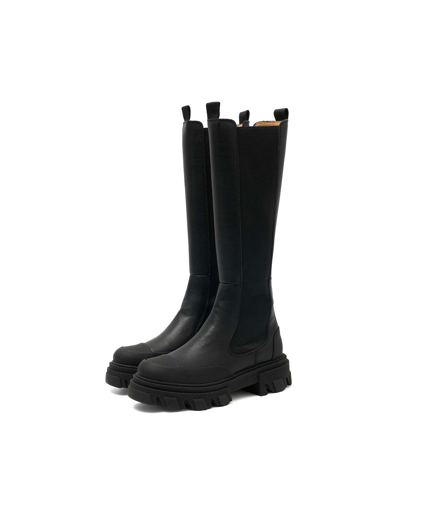 GANNI/CLEATED HIGH CHELSEA BOOT BLACK STITCH