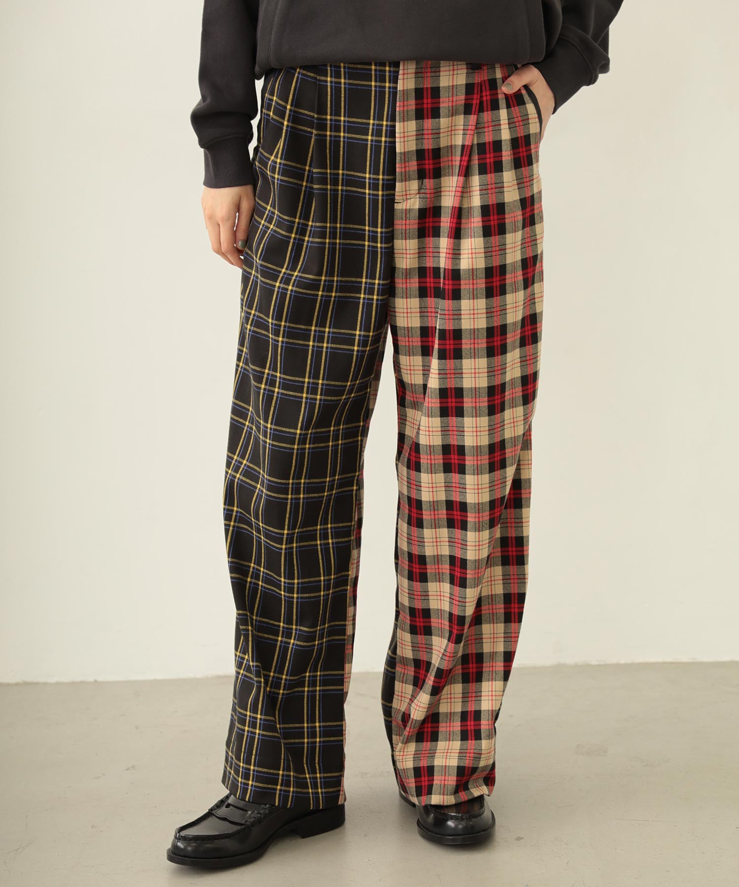 COMBINATION PLAID PANTS