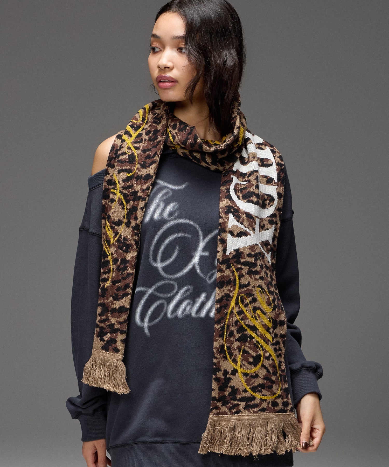 MIXED FONT LOGO KNIT SCARF