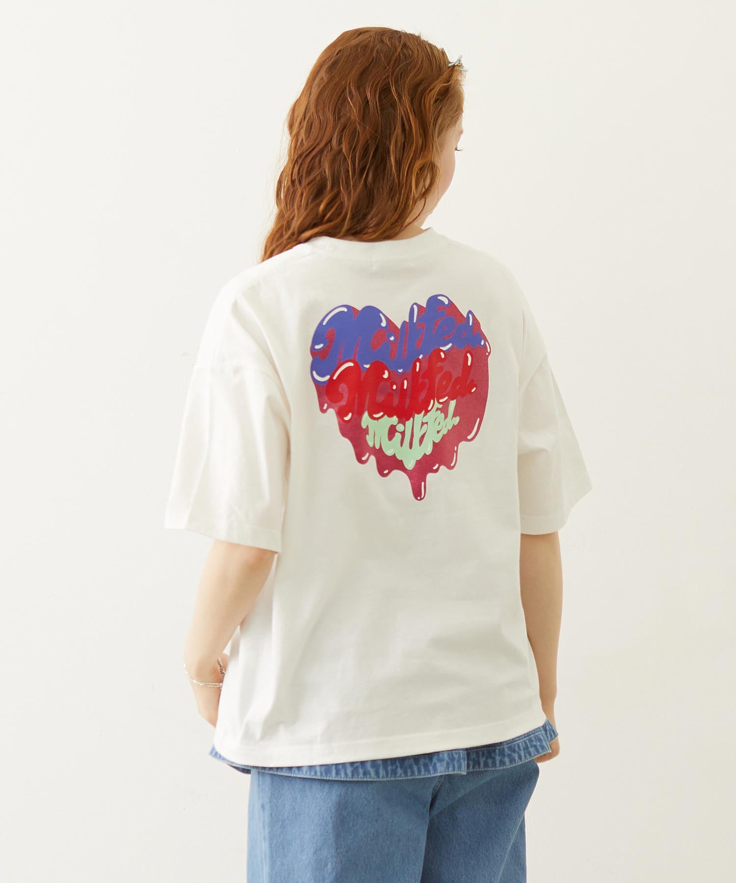 MELTY GLITTER HEART WIDE S/S TEE