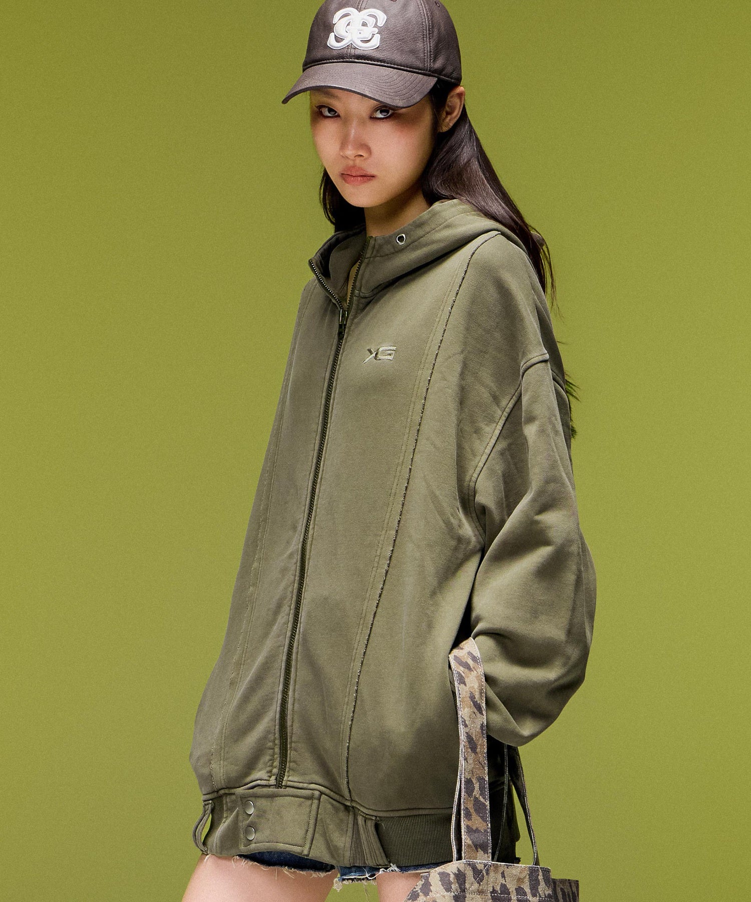DISTRESSED ZIP UP SWEAT HOODIE DRESS