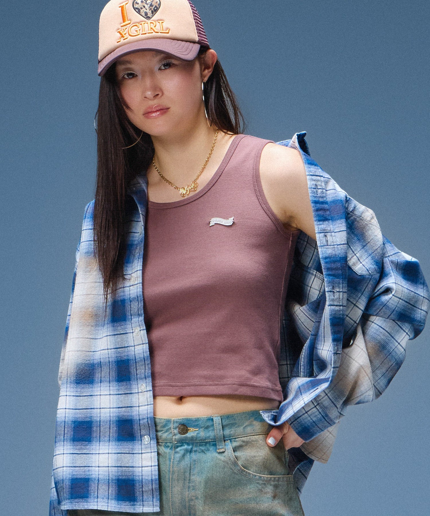 BLEACHED PLAID L/S SHIRT