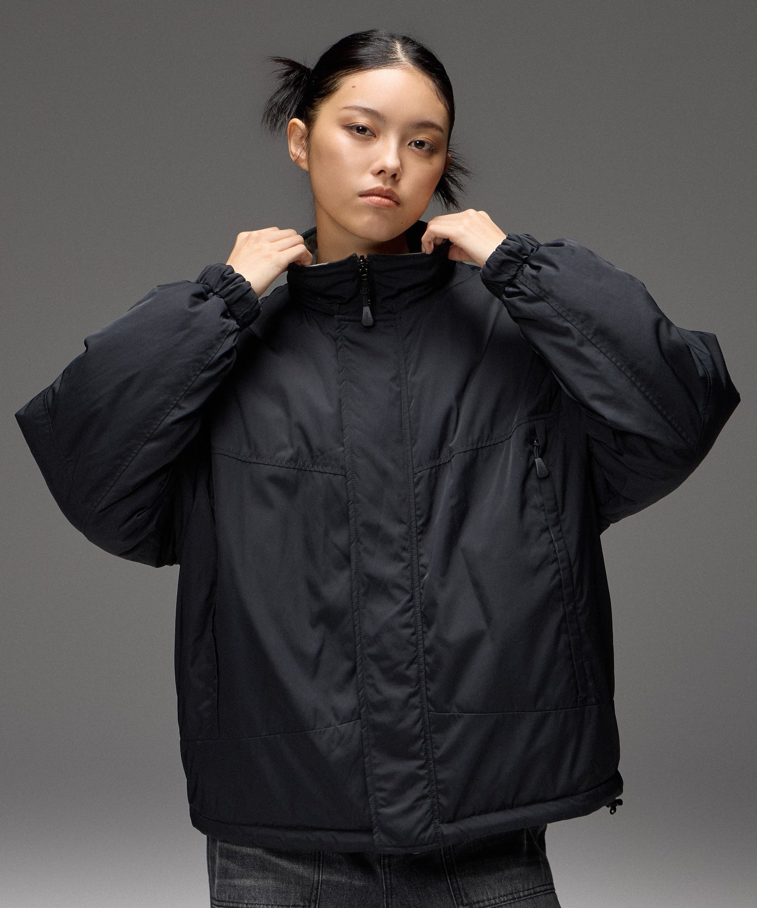 FACE EMBROIDERED PATCH REVERSIBLE JACKET