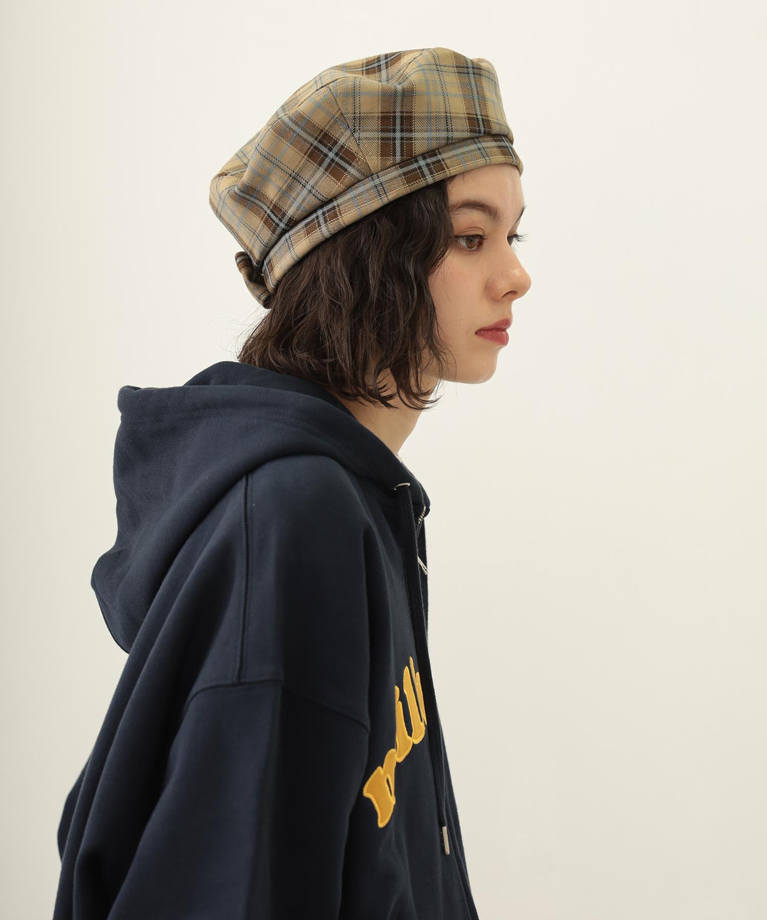 LOGO PLAID BERET