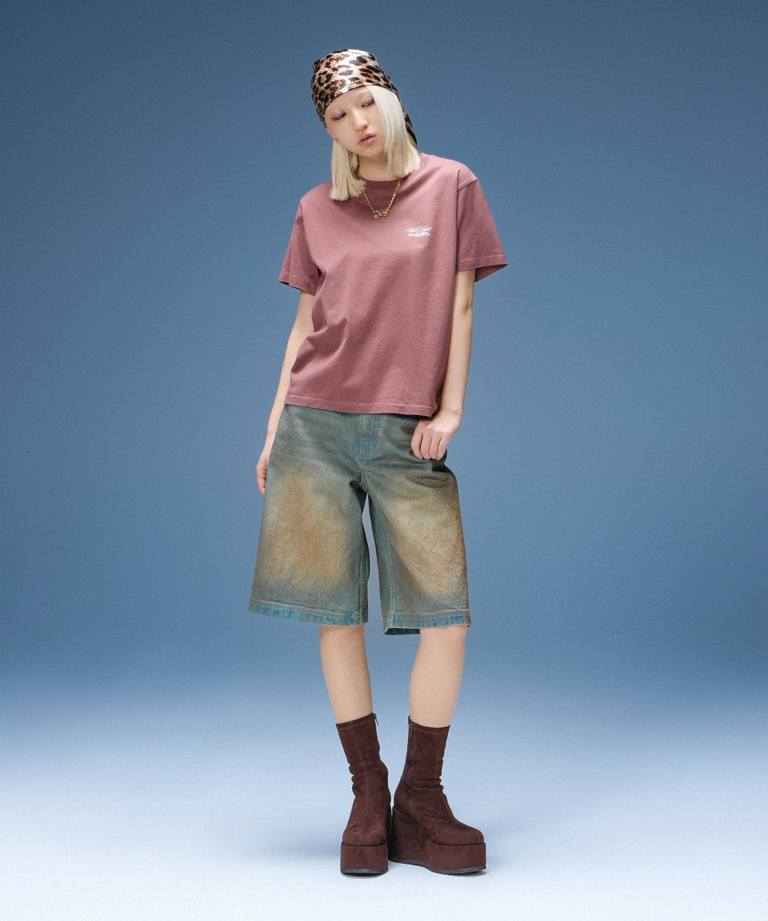 WAXED DENIM SHORTS