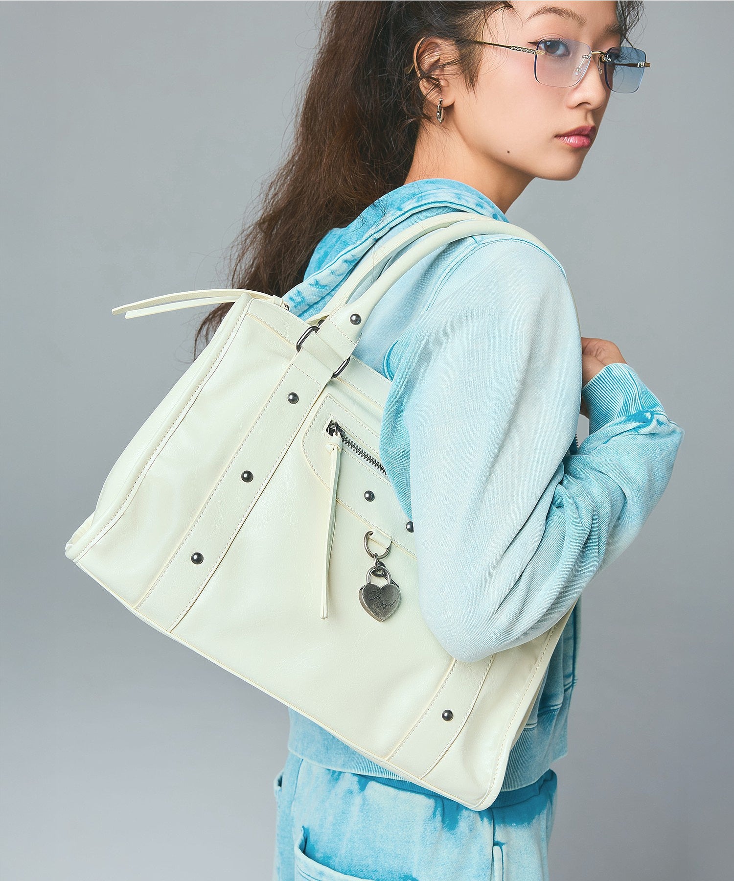 HEART PADLOCK FAUX LEATHER 2WAY BAG