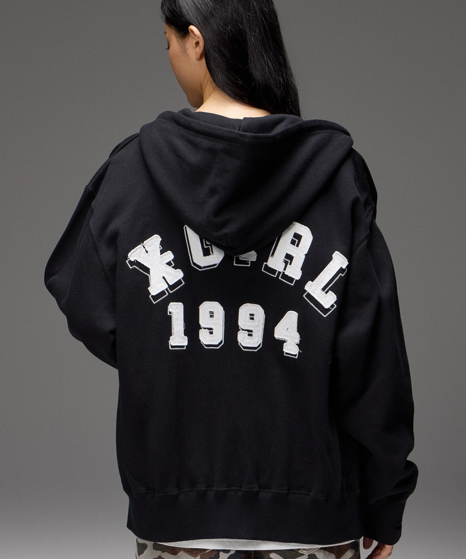 LOGO PATCH AND STITCH ZIP UP SWEAT HOODIE