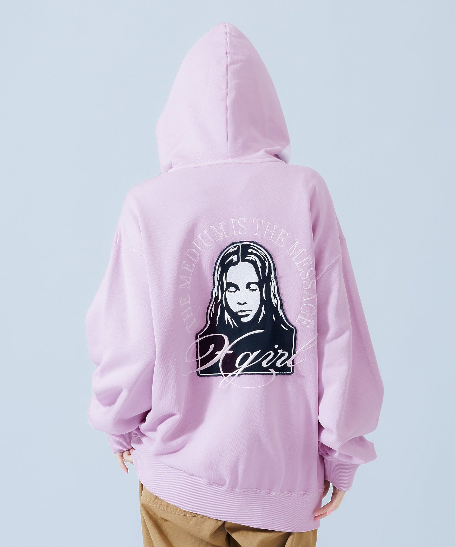 PIGMENT DYED FACE PATCH AND LOGO ZIP UP SWEAT HOODIE