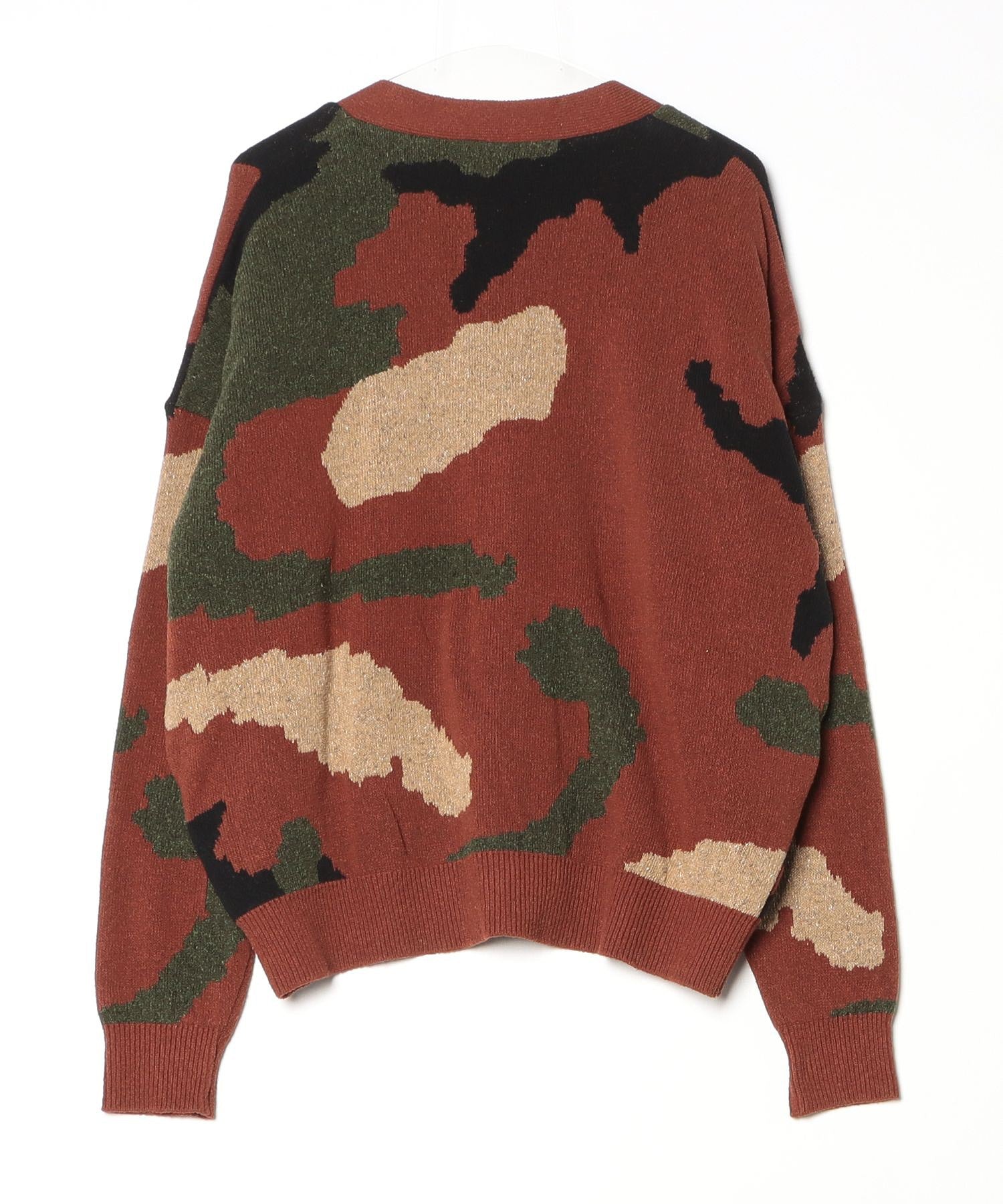 gimcontext/ジム コンテキスト/100％Silk Camouflage Over Size Cardigan 23105070
