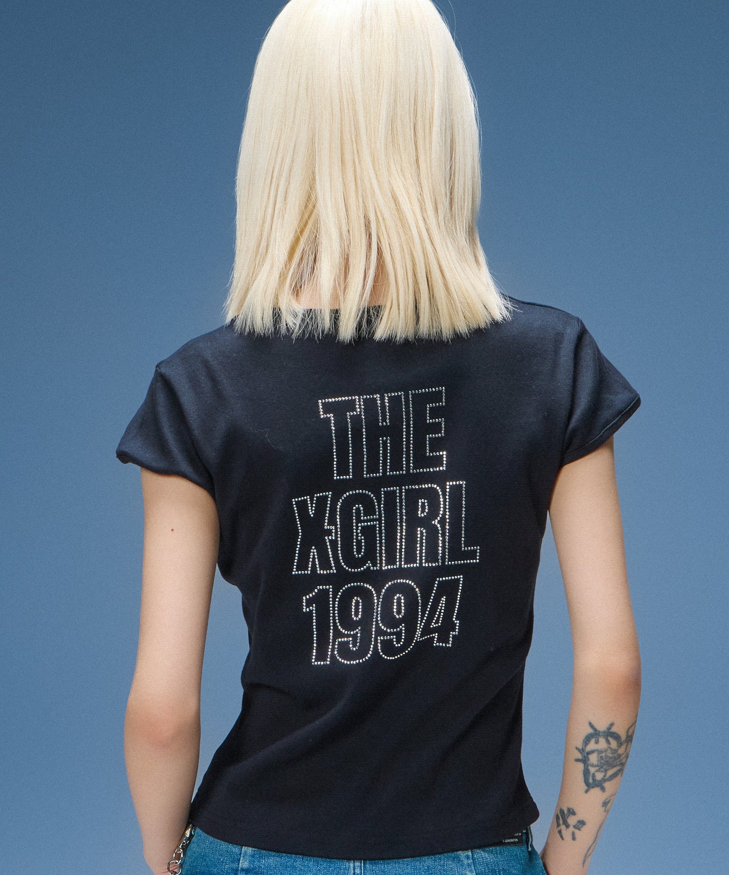 RHINESTONE SKULL S/S BABY TEE