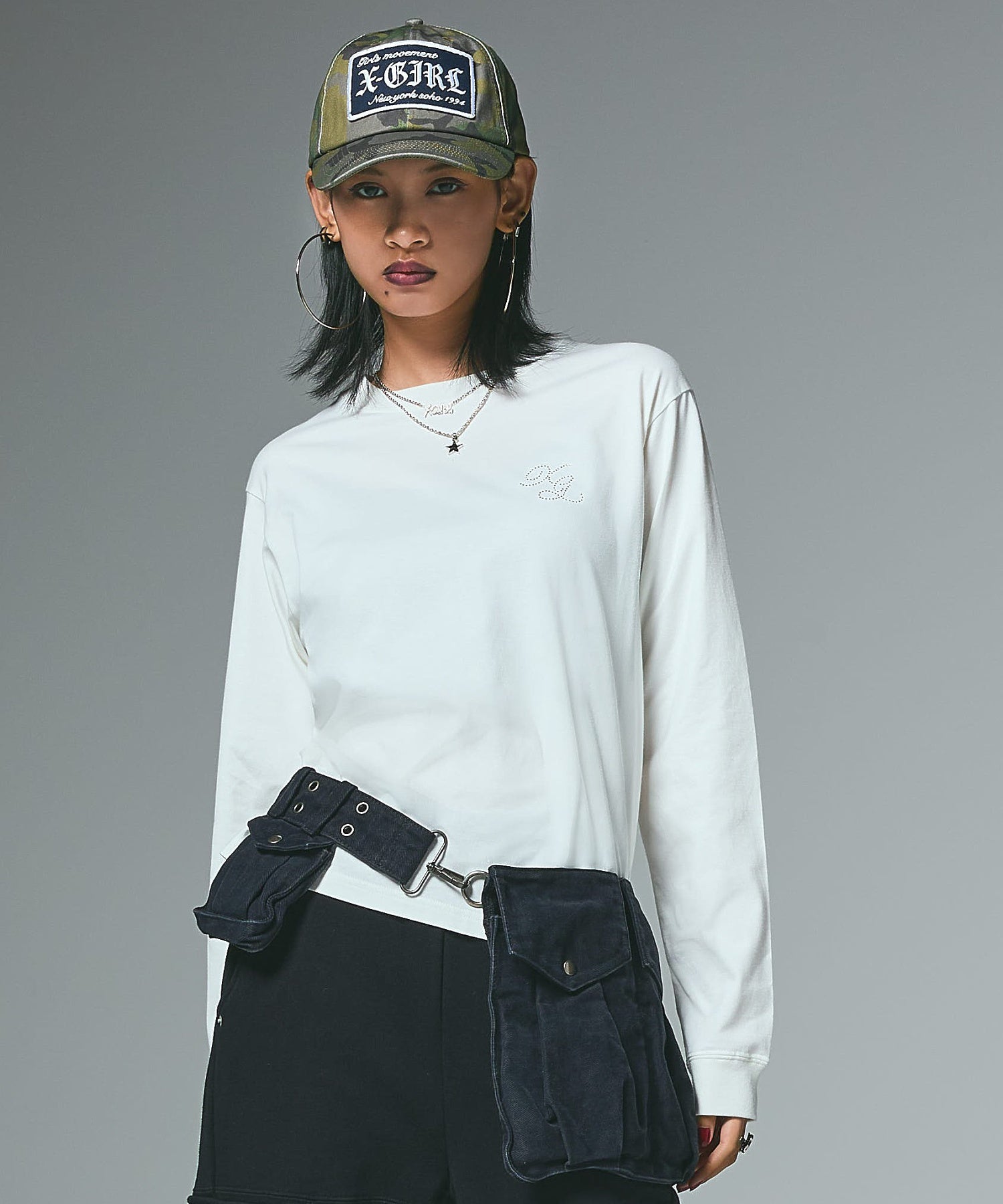 RHINESTONE COMBINATION LOGO L/S TEE