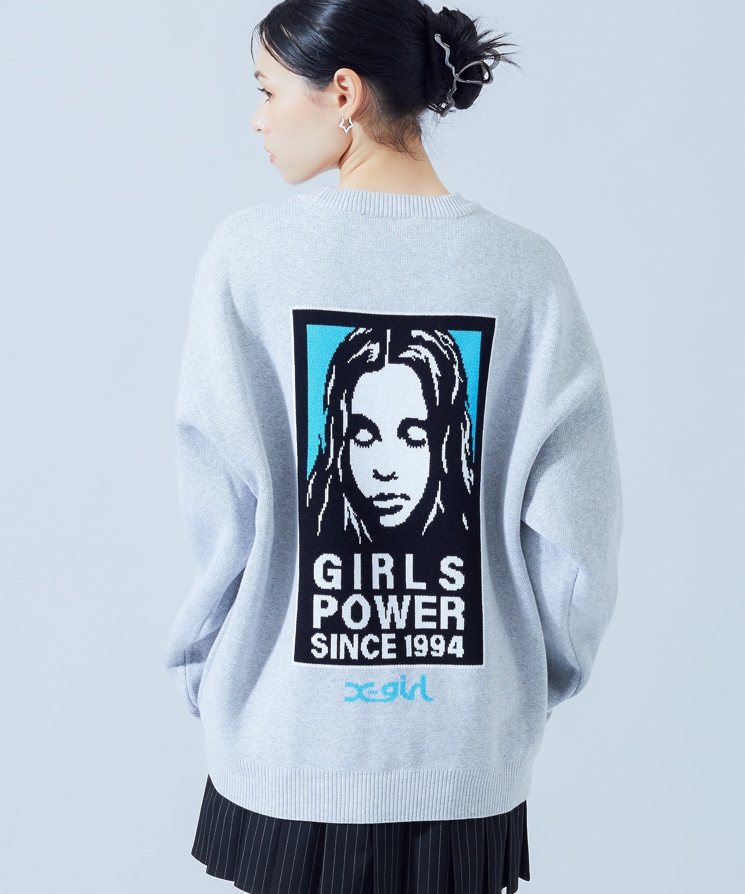 BOX LOGO AND FACE JACQUARD KNIT TOP
