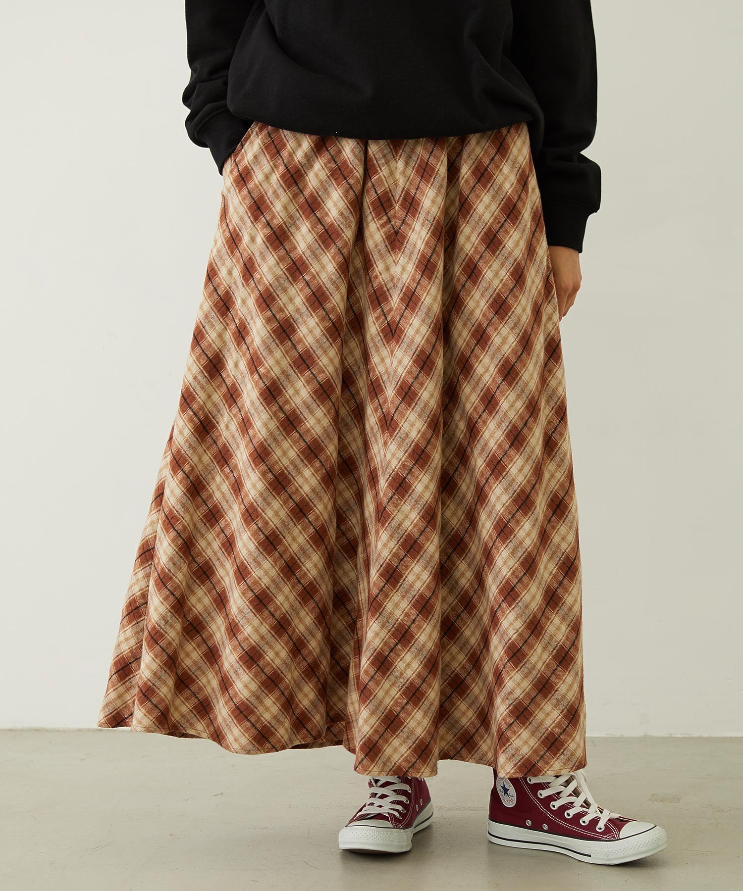 FLARE PLAID SKIRT
