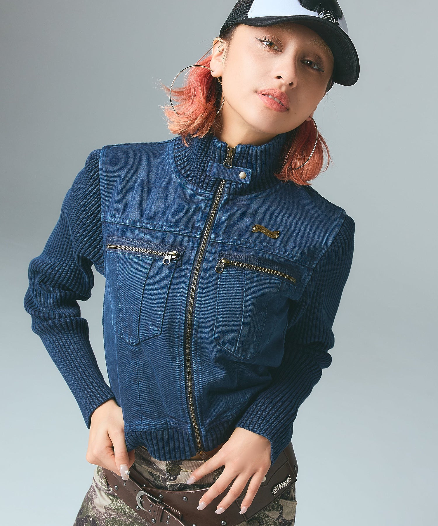 FADED RIBBED SLEEVE JACKET