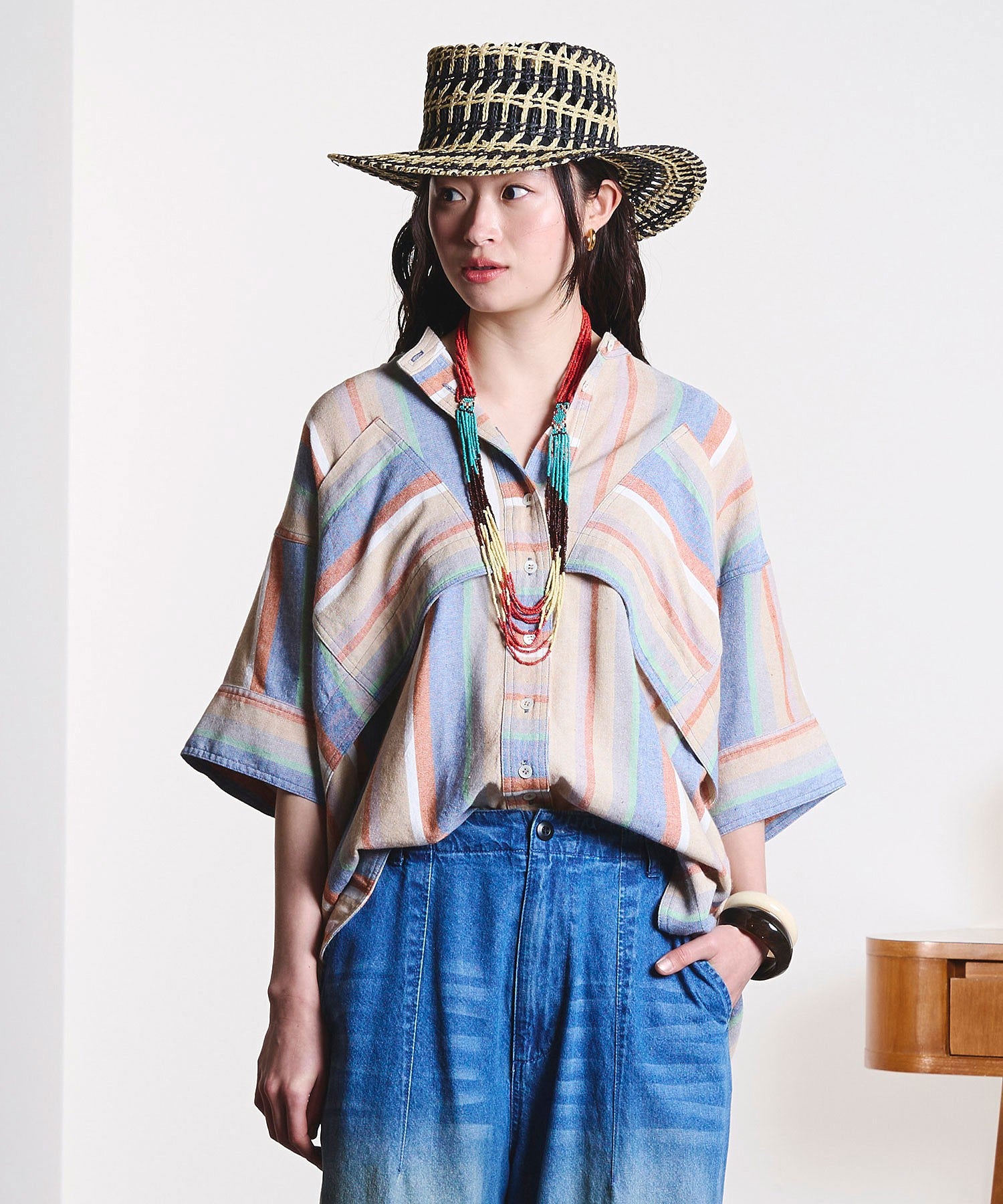 GENE HEAVENS/PANEL STRIPE S/S SHIRT