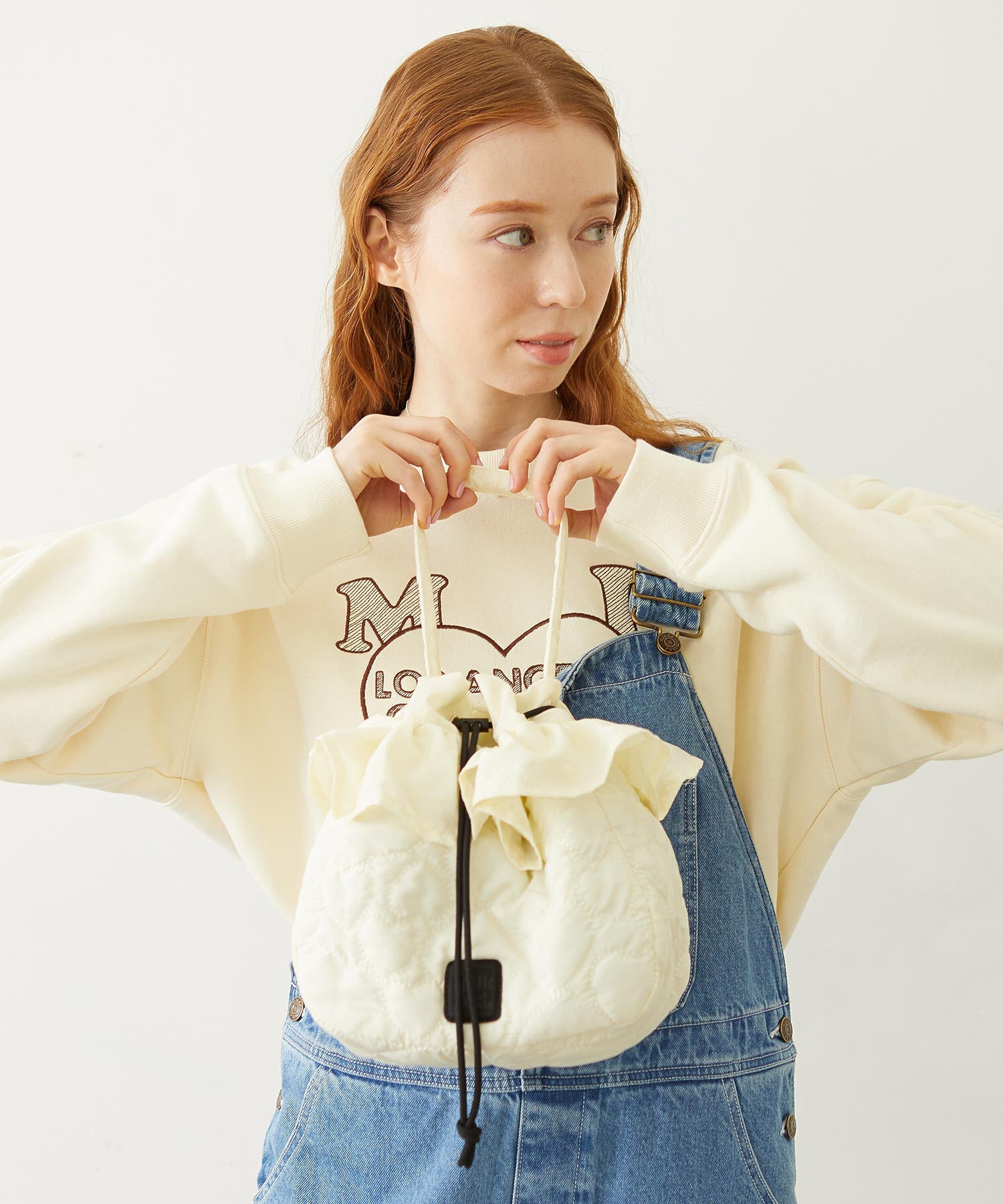 HEART QUILTED DRAWSTRING BAG