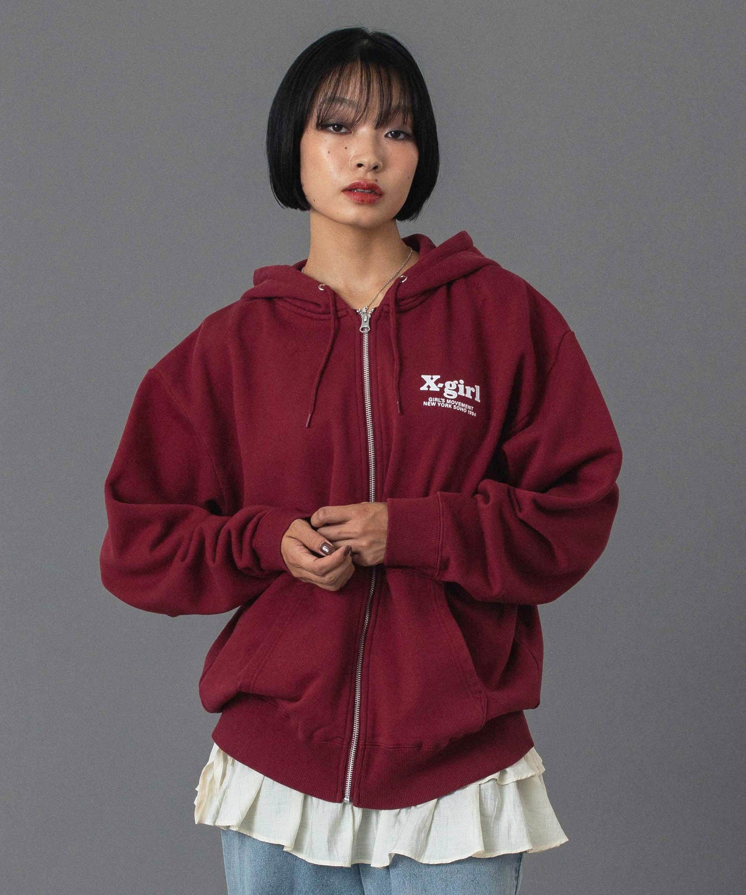 THREE LAYER LOGO ZIP UP SWEAT HOODIE