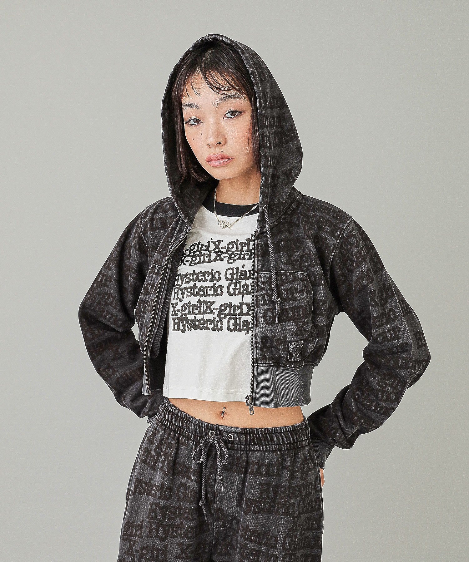 X-girl x HYSTERIC GLAMOUR COMPACT ZIP UP SWEAT HOODIE